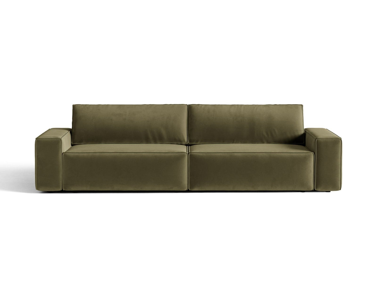 Sofa aksamitna 3-osobowa z funkcją spania JODIE zielony – Micadoni