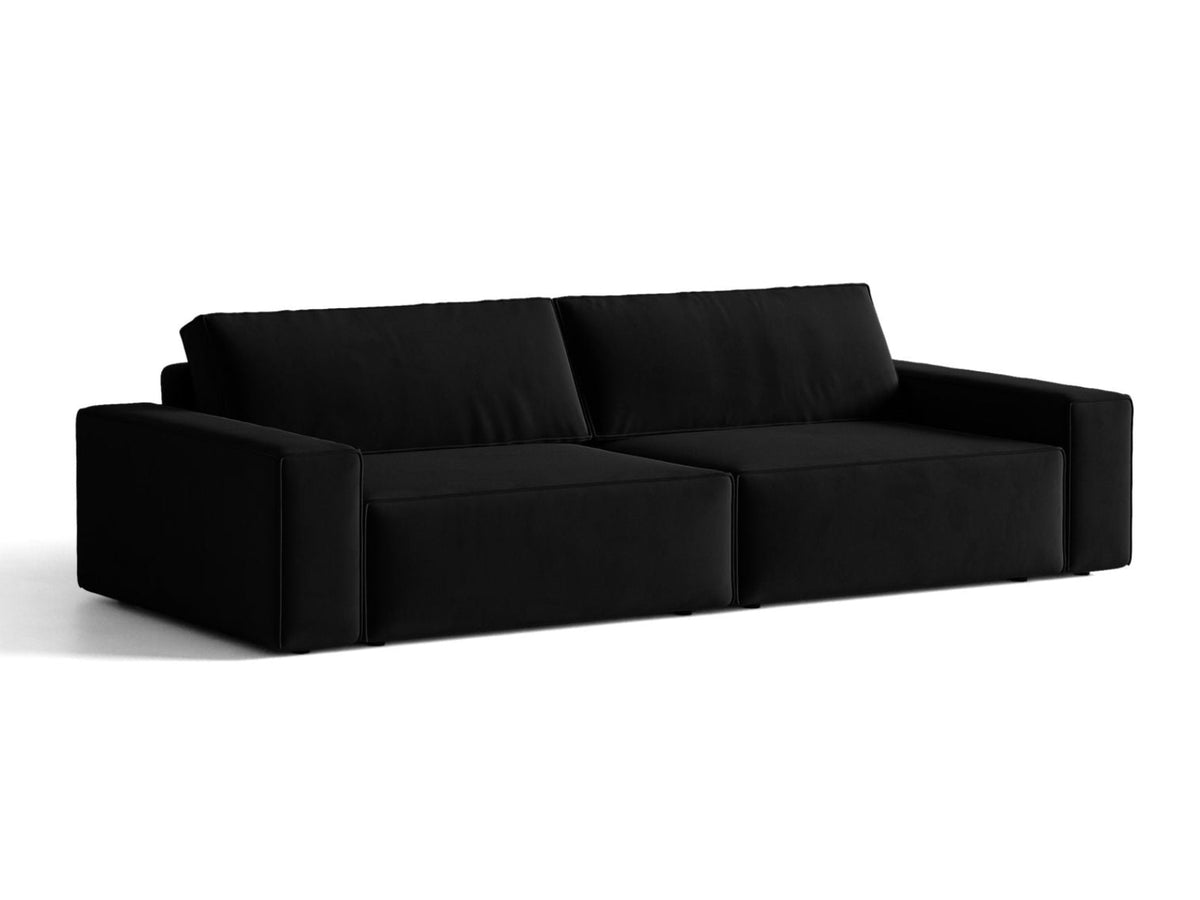 Sofa aksamitna 3-osobowa z funkcją spania JODIE czarny – ujęcie 3