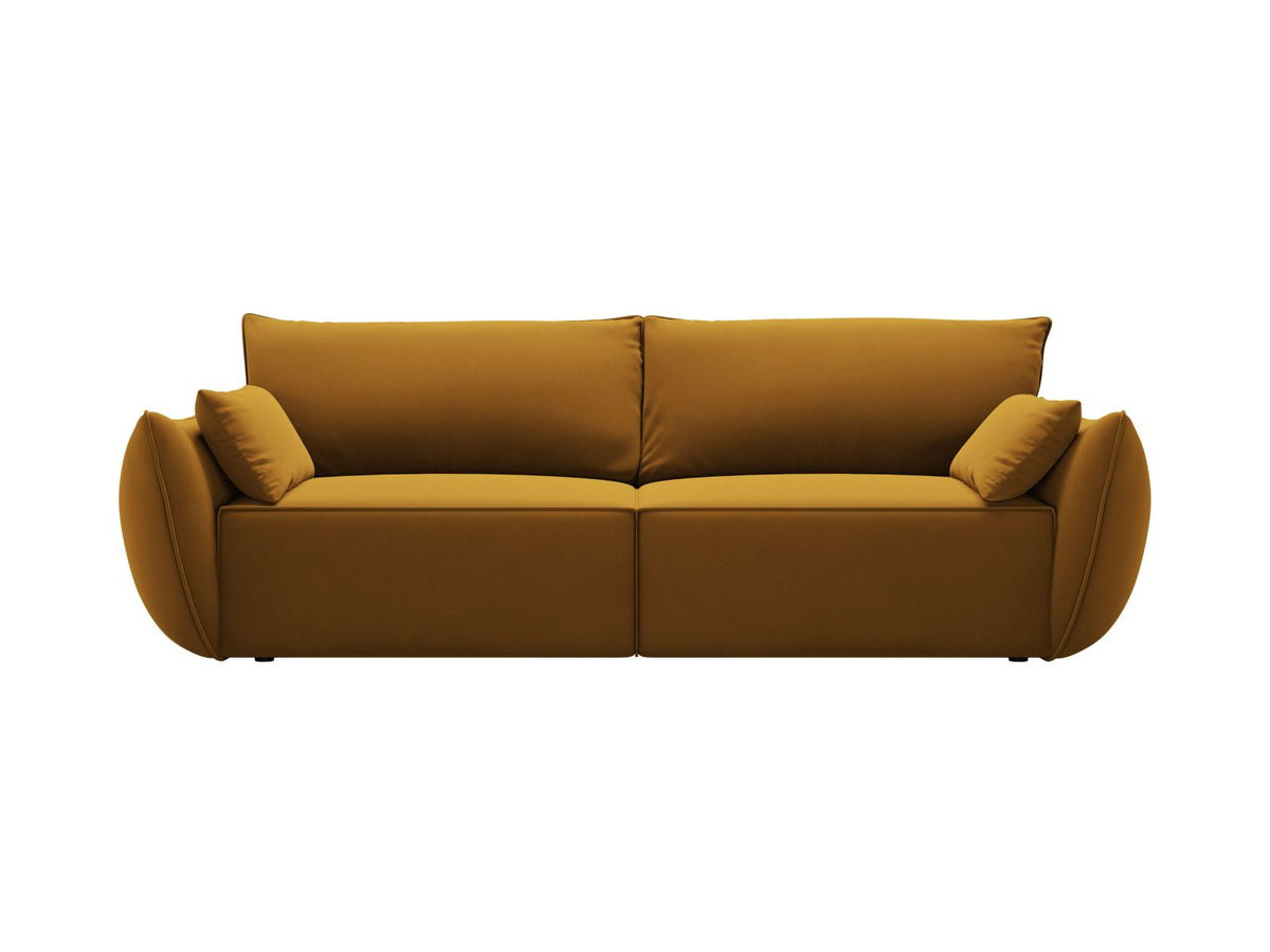 Sofa aksamitna 3-osobowa z funkcją spania KAELLE żółty – Micadoni