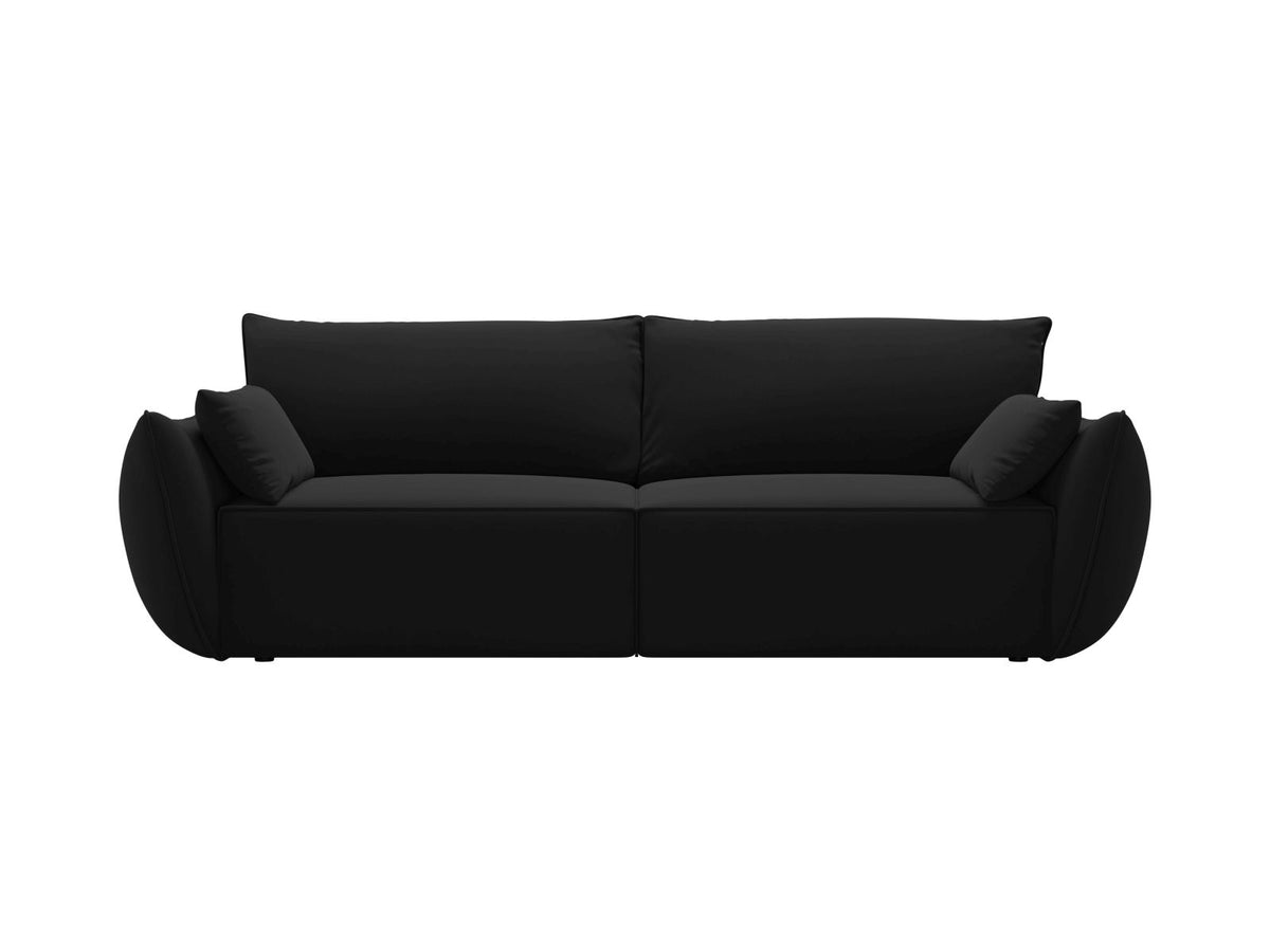 Sofa aksamitna 3-osobowa z funkcją spania KAELLE czarny – Micadoni