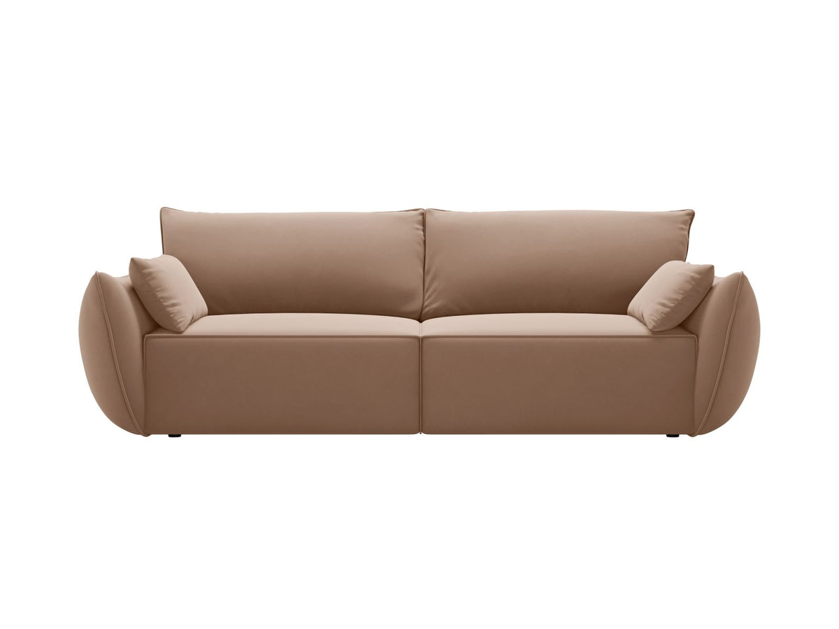 Sofa aksamitna 3-osobowa z funkcją spania KAELLE beżowy – Micadoni