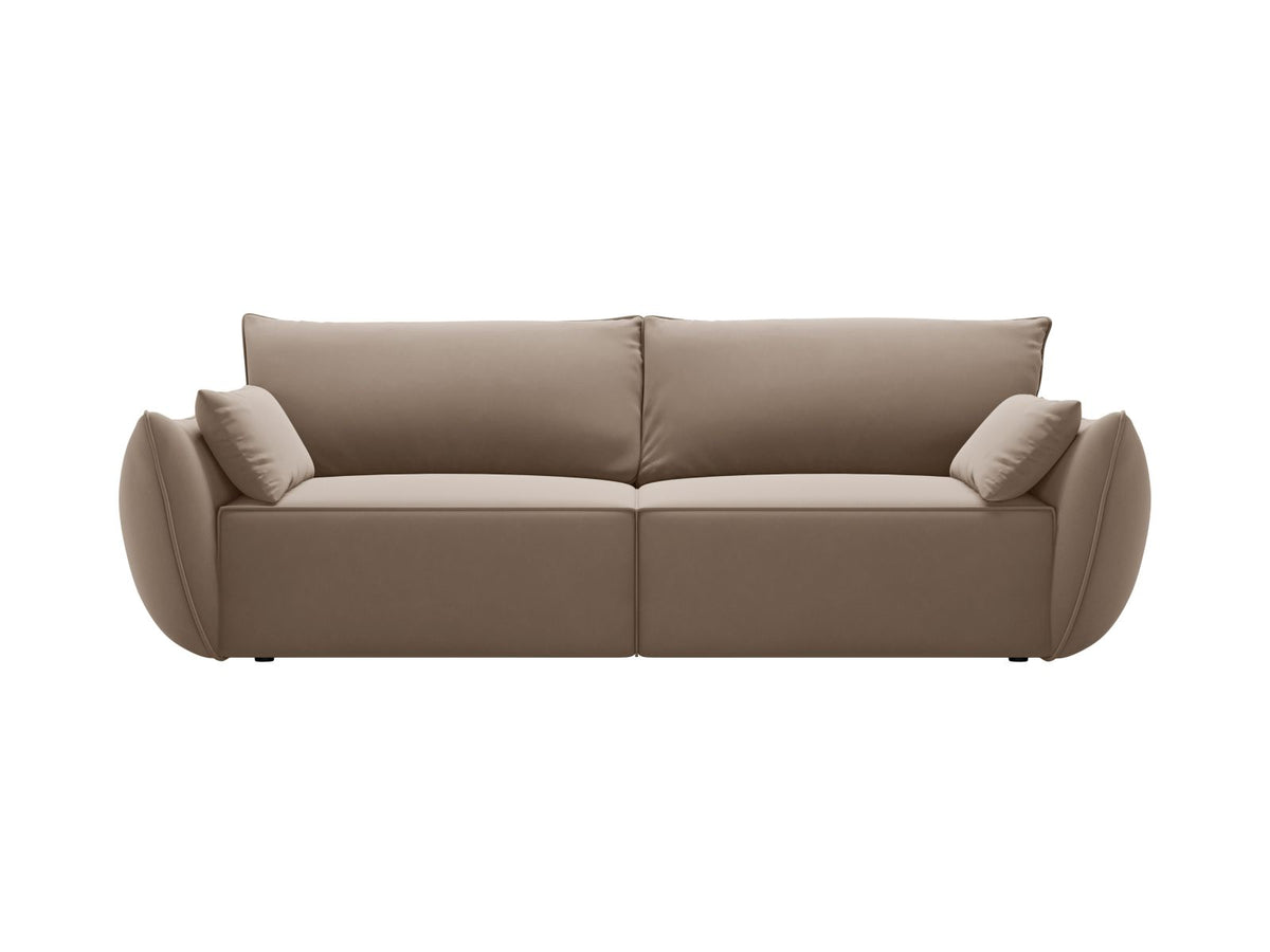Sofa aksamitna 3-osobowa z funkcją spania KAELLE cappuccino – Micadoni