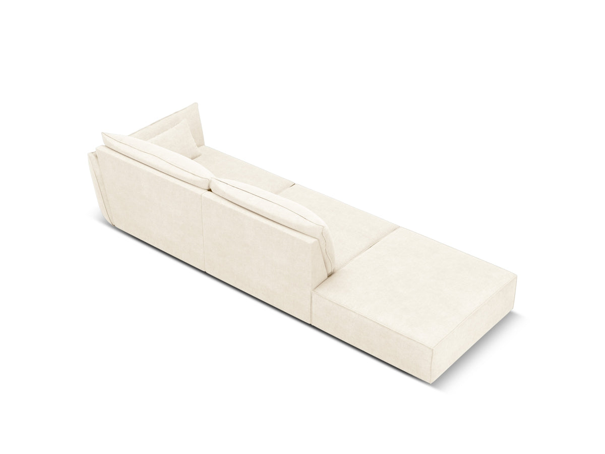 Sofa z otomaną lewostronną 4-osobowa KAELLE jasnobeżowy szenil Over The Horizon – ujęcie tylne