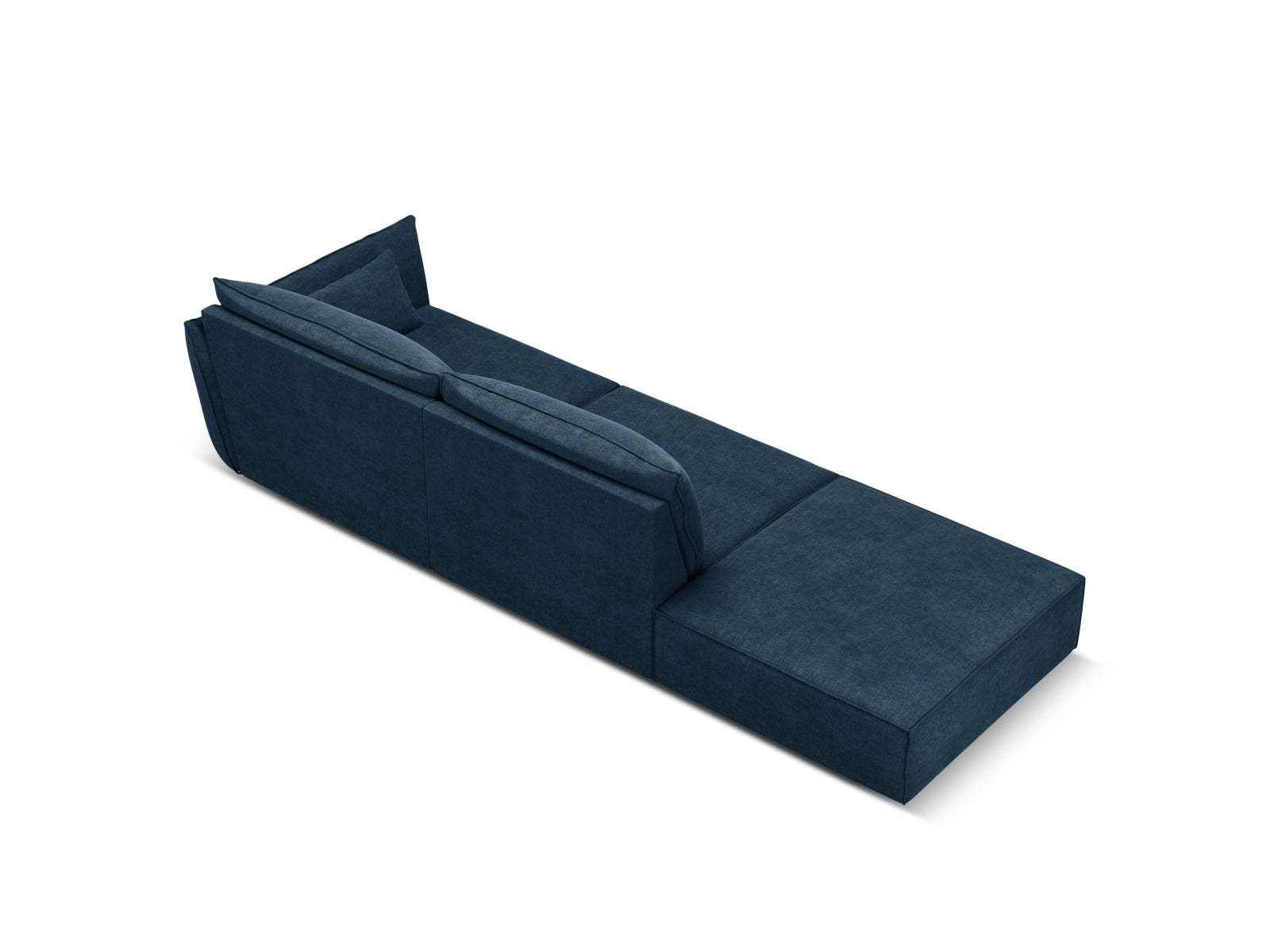 Sofa z otomaną lewostronną 4-osobowa KAELLE kobaltowy szenil Over The Horizon – ujęcie tylne