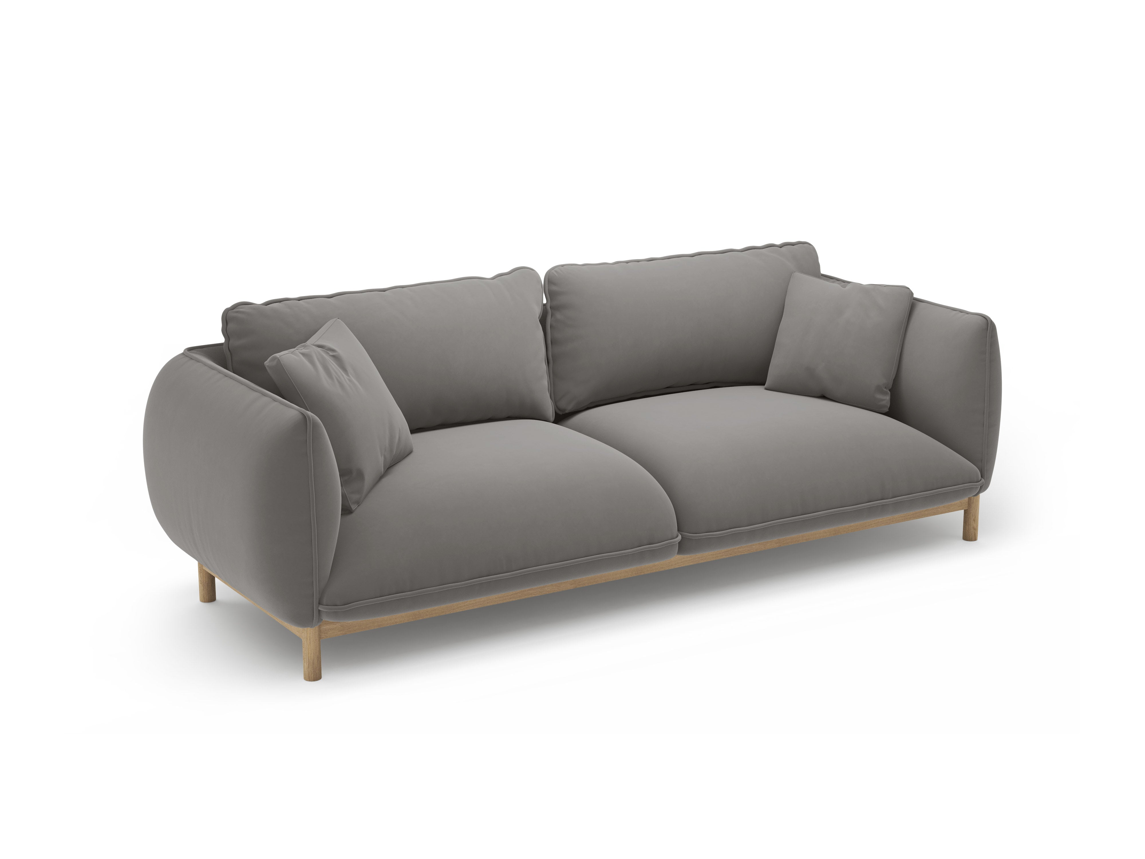 ADA gray velvet 3-seater sofa