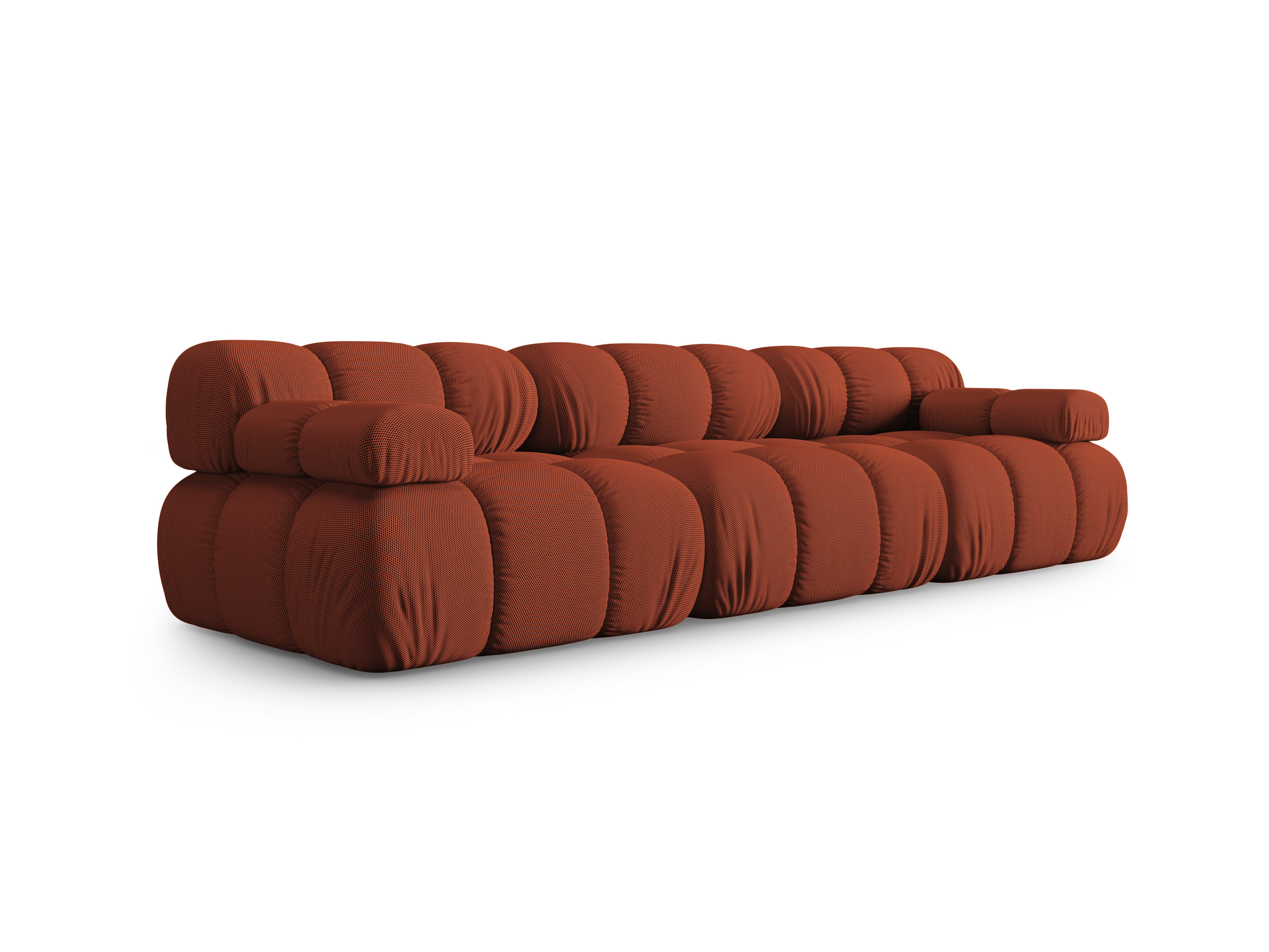 Modulaire 3-zitsbank BELLIS in baksteenkleur 3D-stof