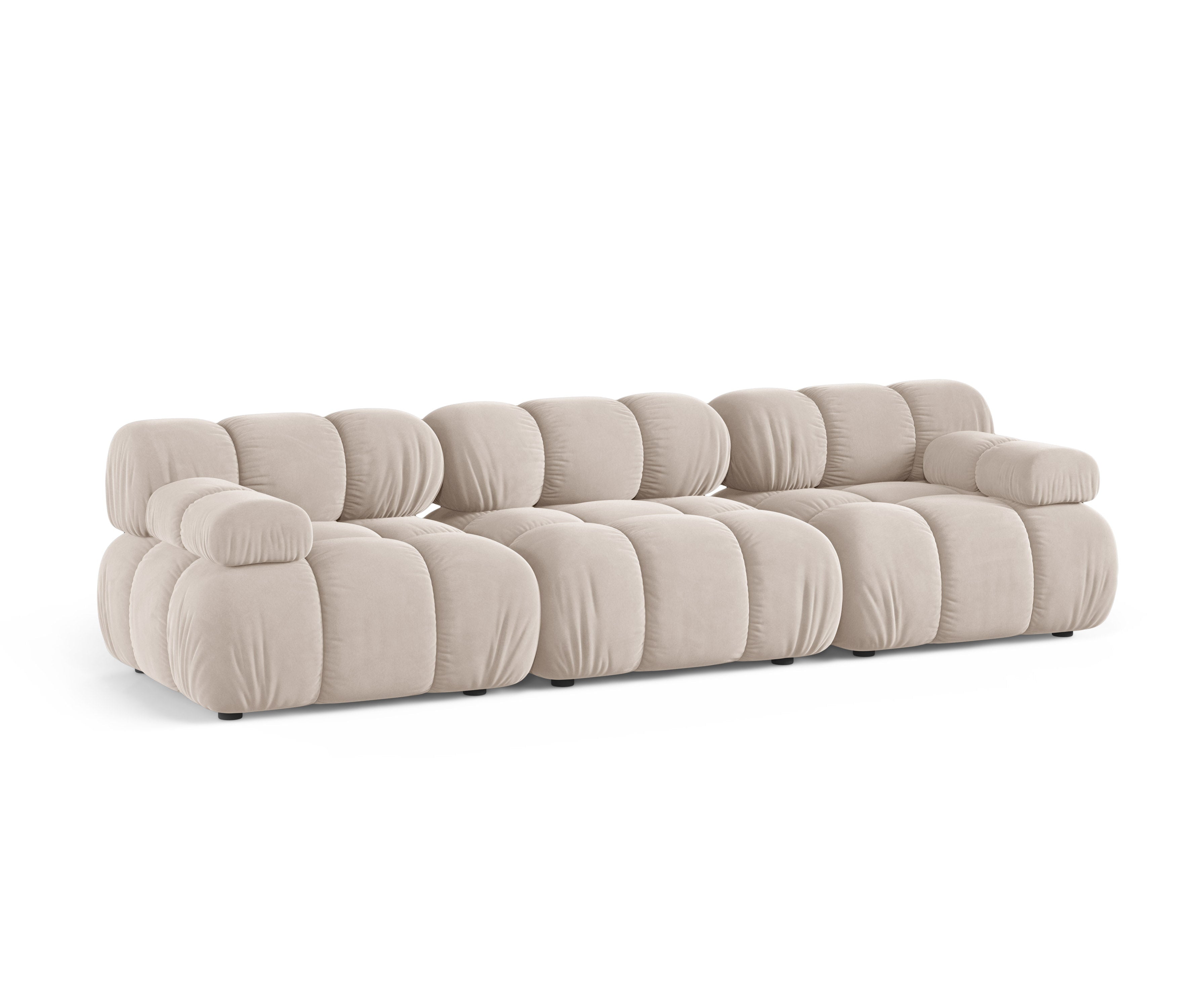 Modulaire 3-zitsbank BELLIS in lichtbeige velours