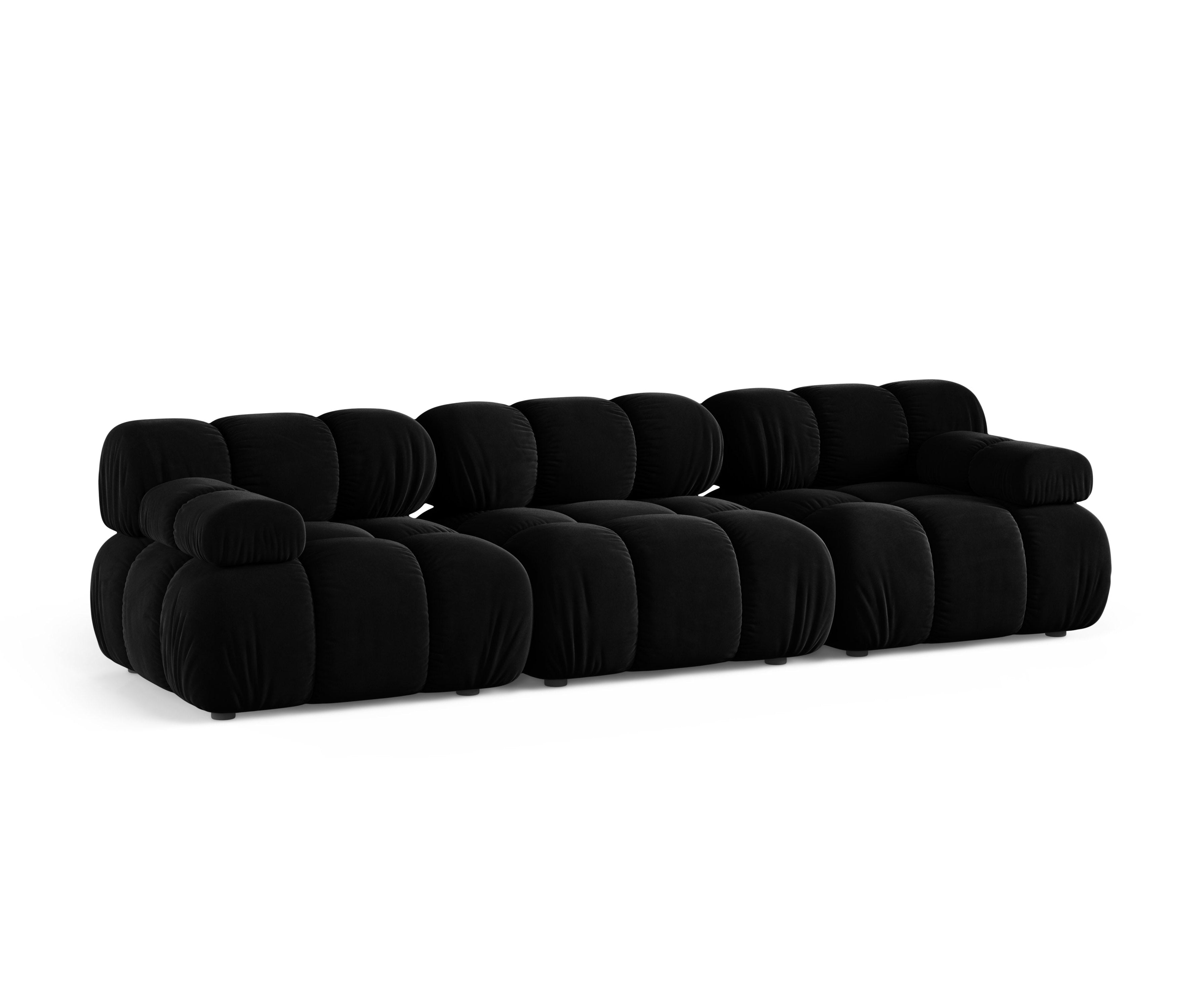 Modulaire 3-zitsbank BELLIS zwart fluweel