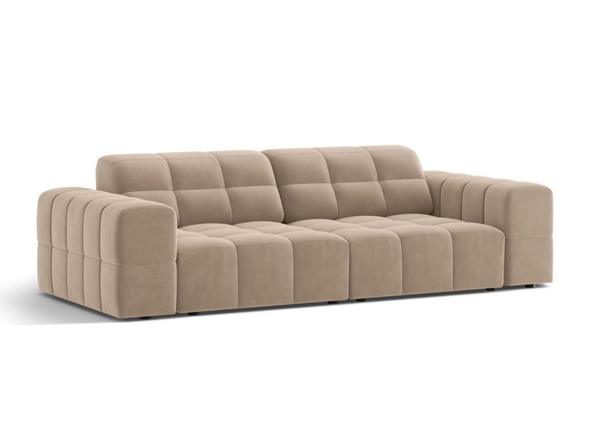 Sofa aksamitna 3-osobowa JENNIFER beżowy Venus – ujęcie boczne