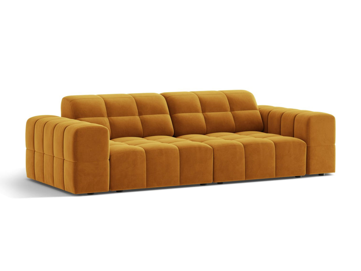 Sofa aksamitna 3-osobowa JENNIFER żółty Venus – ujęcie boczne