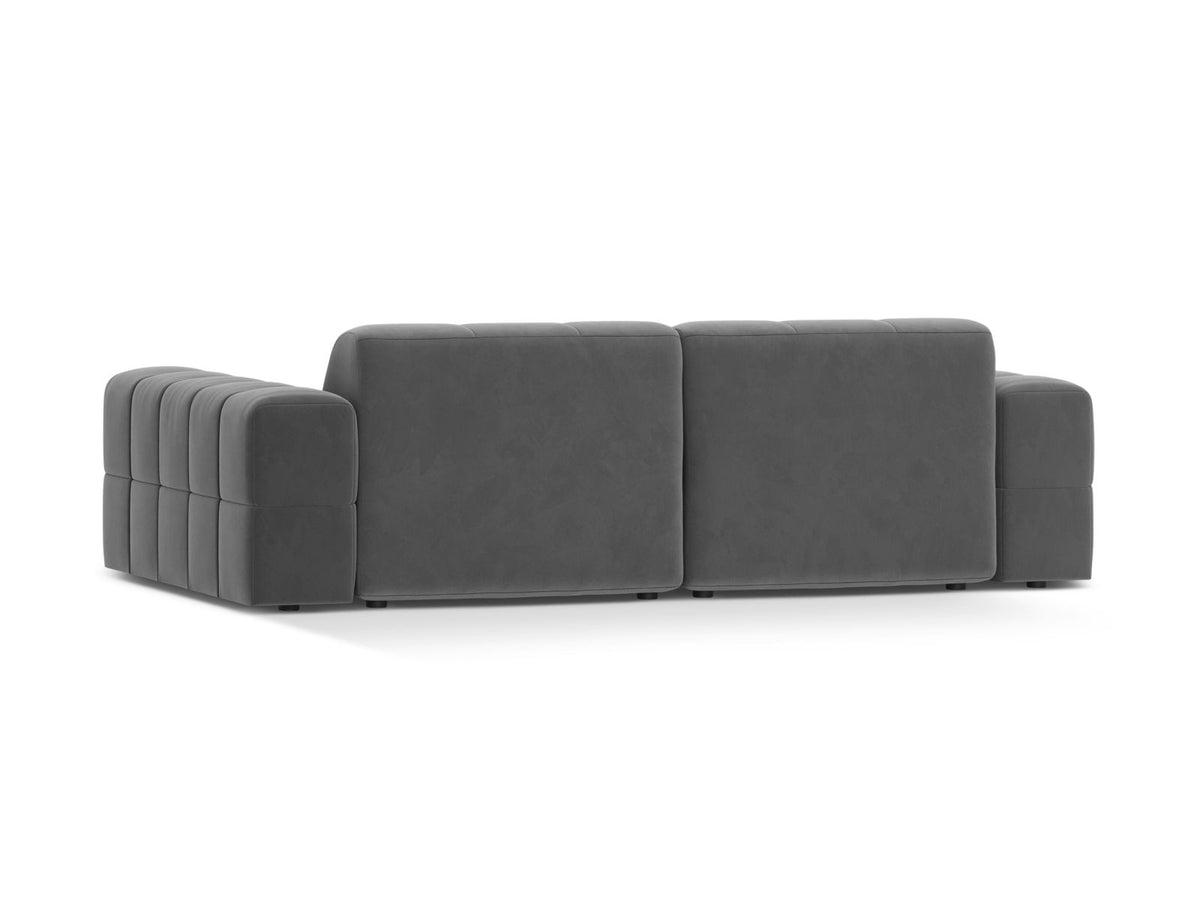 Sofa aksamitna 3-osobowa JENNIFER jasnoszary Venus – ujęcie tylne