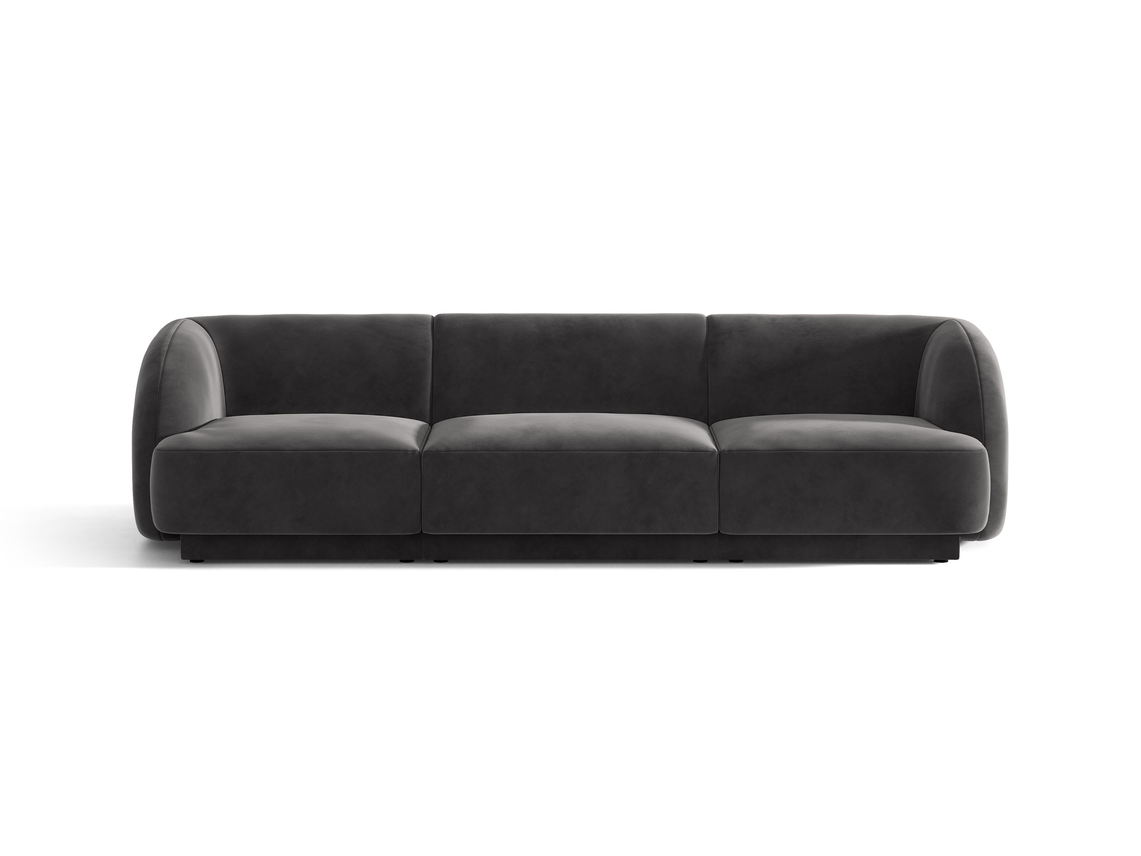 Sofa van fluweel 3-zits MILEY donkergrijs
