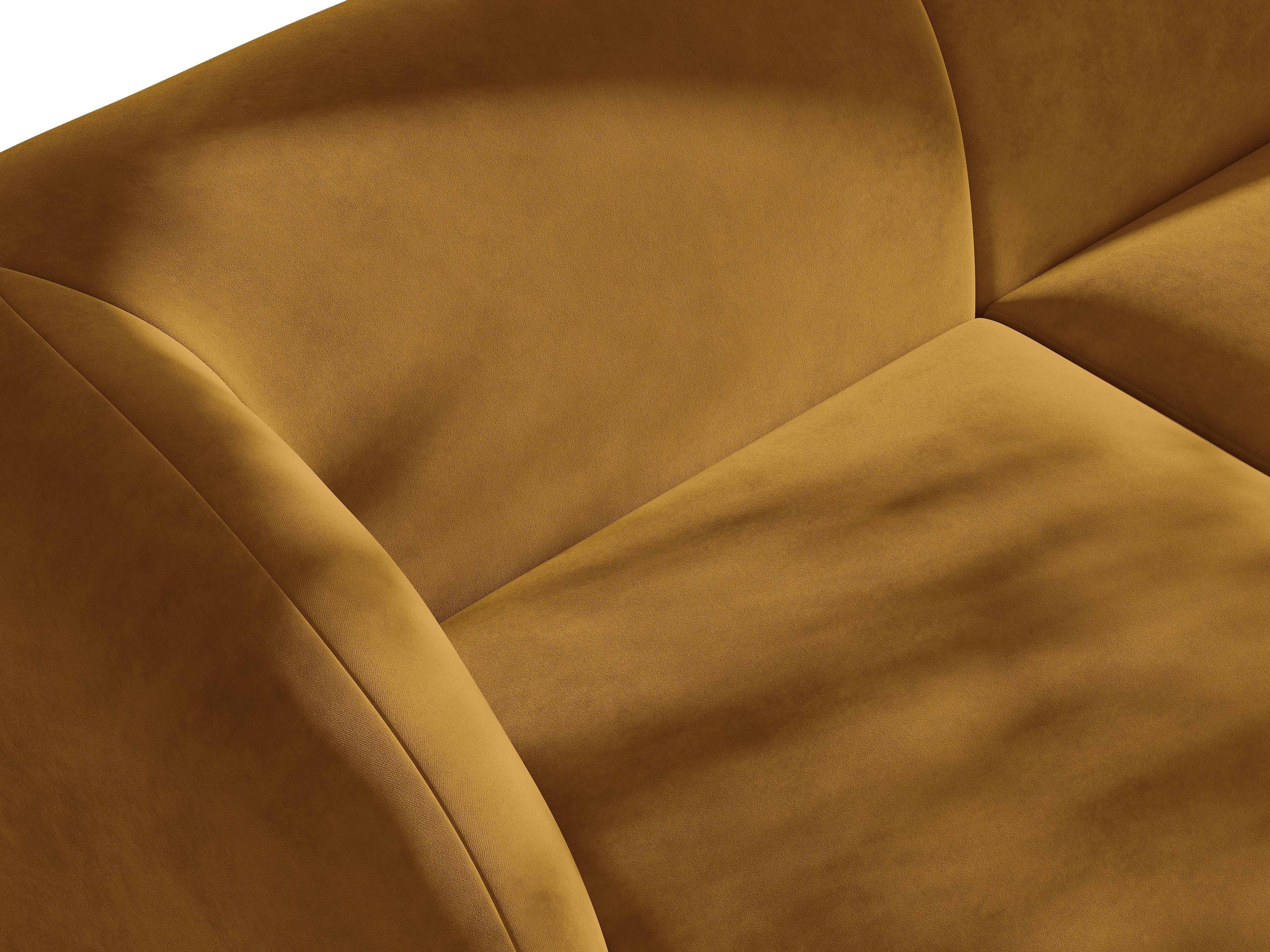 Sofa aksamitna 3-osobowa MILEY żółty z podłokietnikami