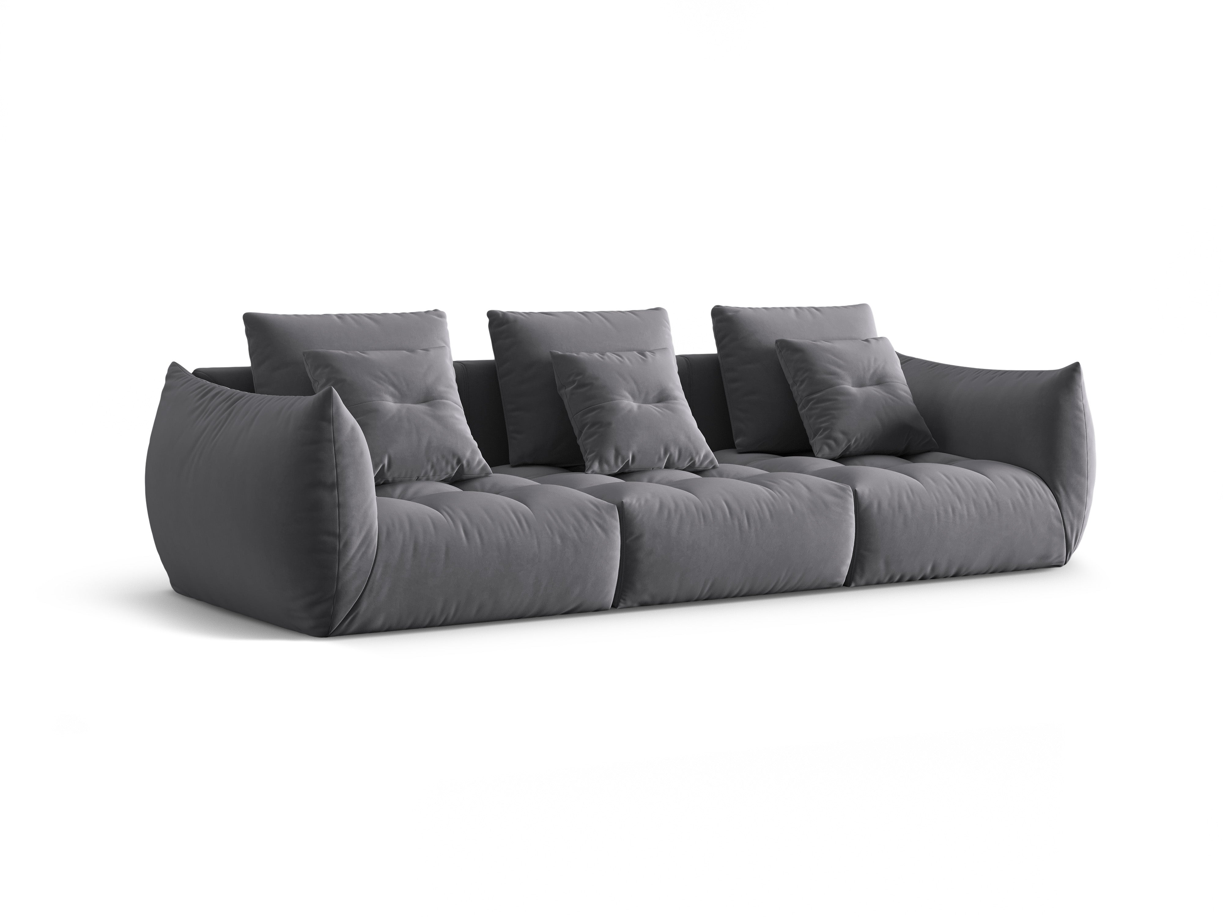 Fluwelen bank voor 4 personen BLOOM donkergrijs