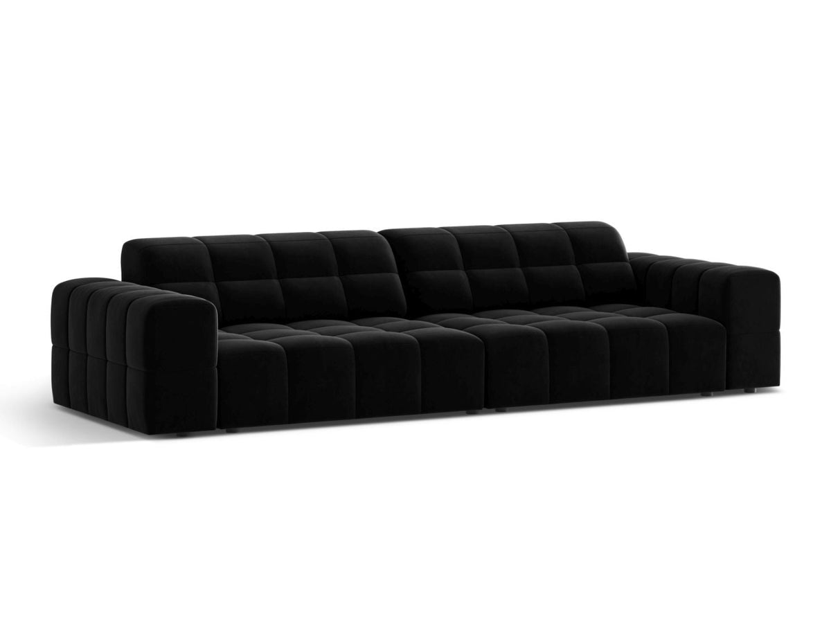 Sofa aksamitna 4-osobowa JENNIFER czarny Venus – ujęcie boczne
