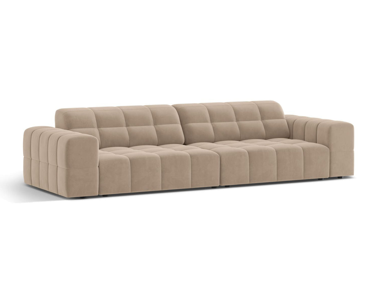 Sofa aksamitna 4-osobowa JENNIFER beżowy Venus – ujęcie boczne