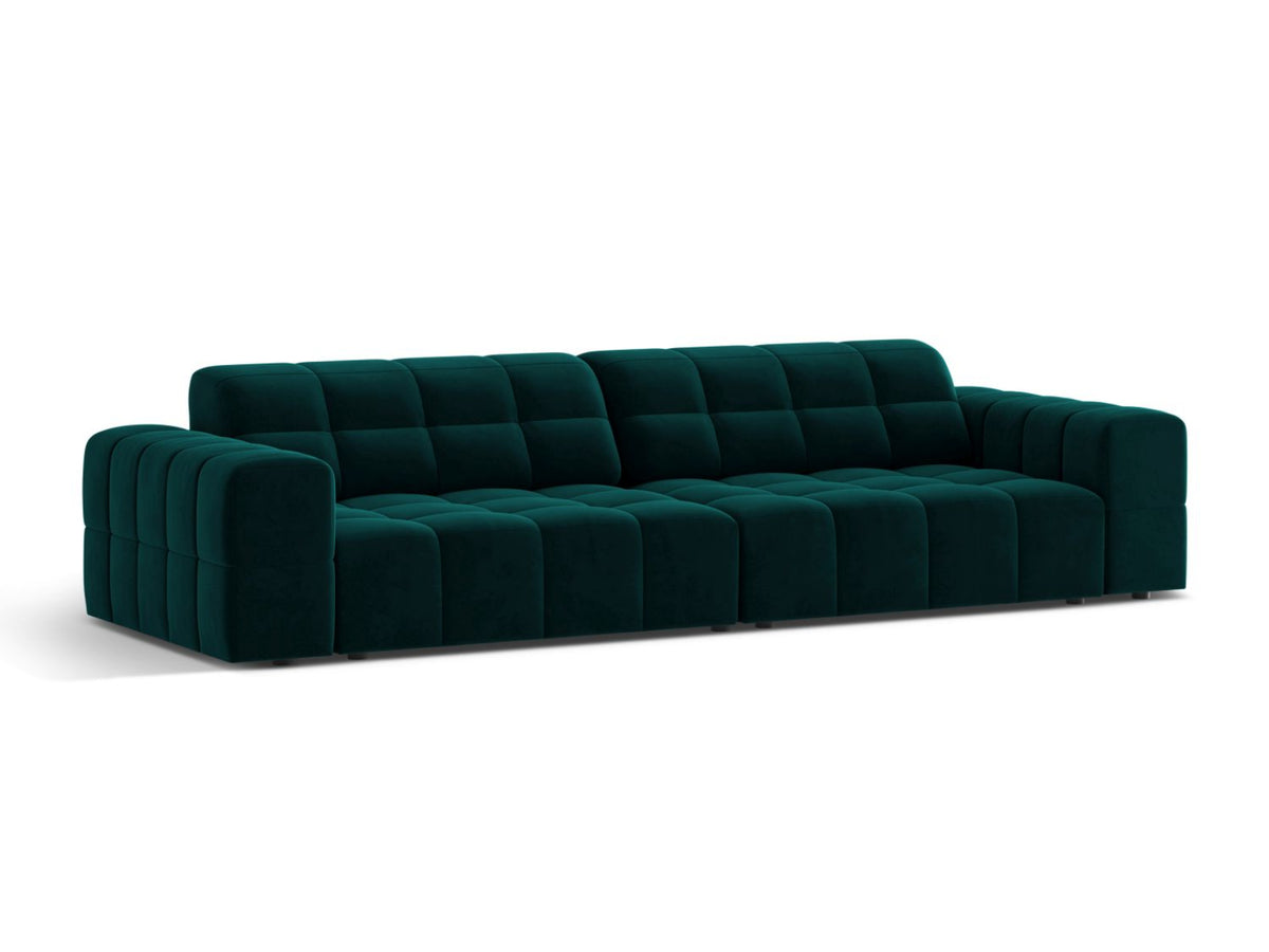 Sofa aksamitna 4-osobowa JENNIFER ciemny petrol Venus – ujęcie boczne