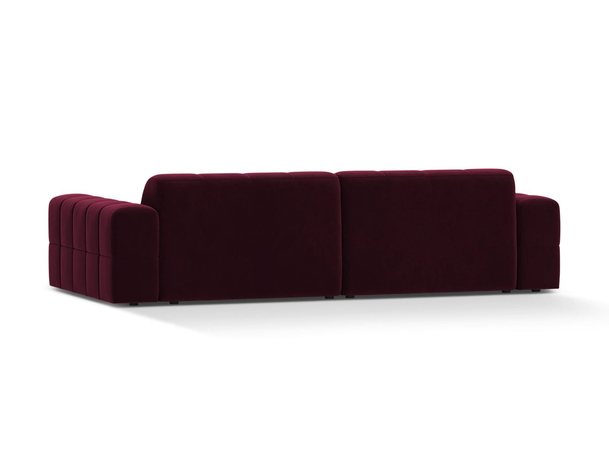 Sofa aksamitna 4-osobowa JENNIFER bordowy Venus – ujęcie tylne