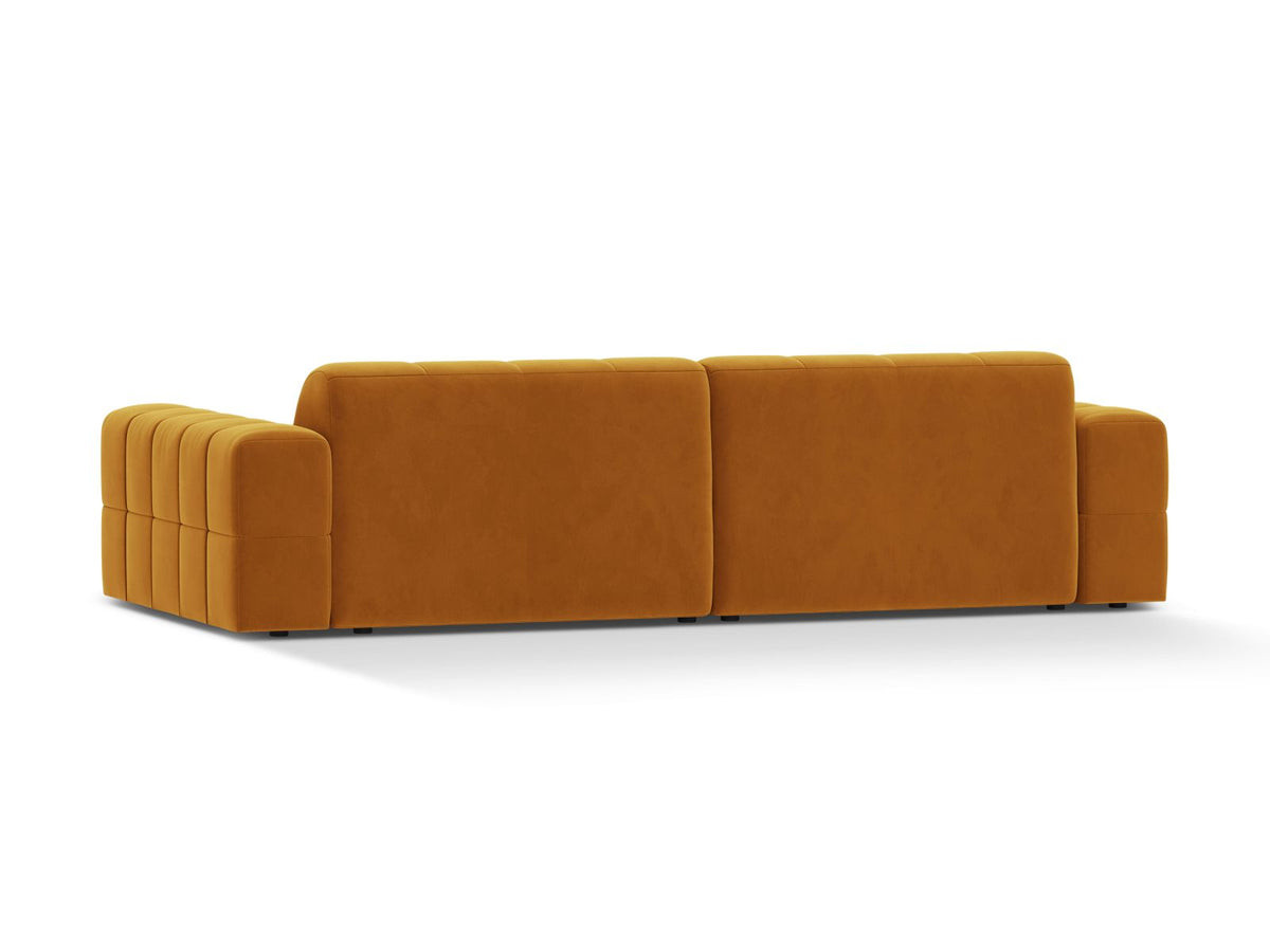 Sofa aksamitna 4-osobowa JENNIFER żółty Venus – ujęcie tylne