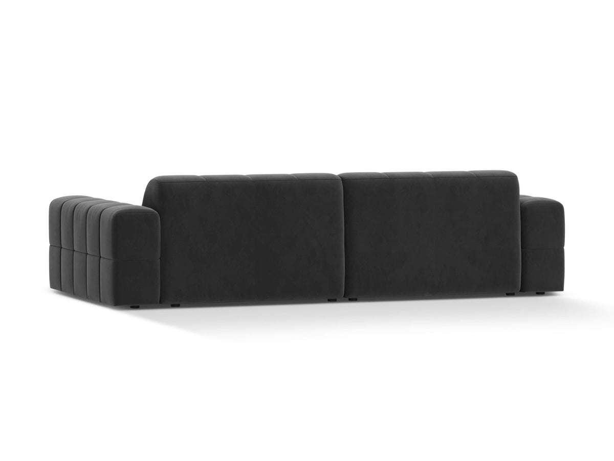 Sofa aksamitna 4-osobowa JENNIFER szary Venus – ujęcie tylne