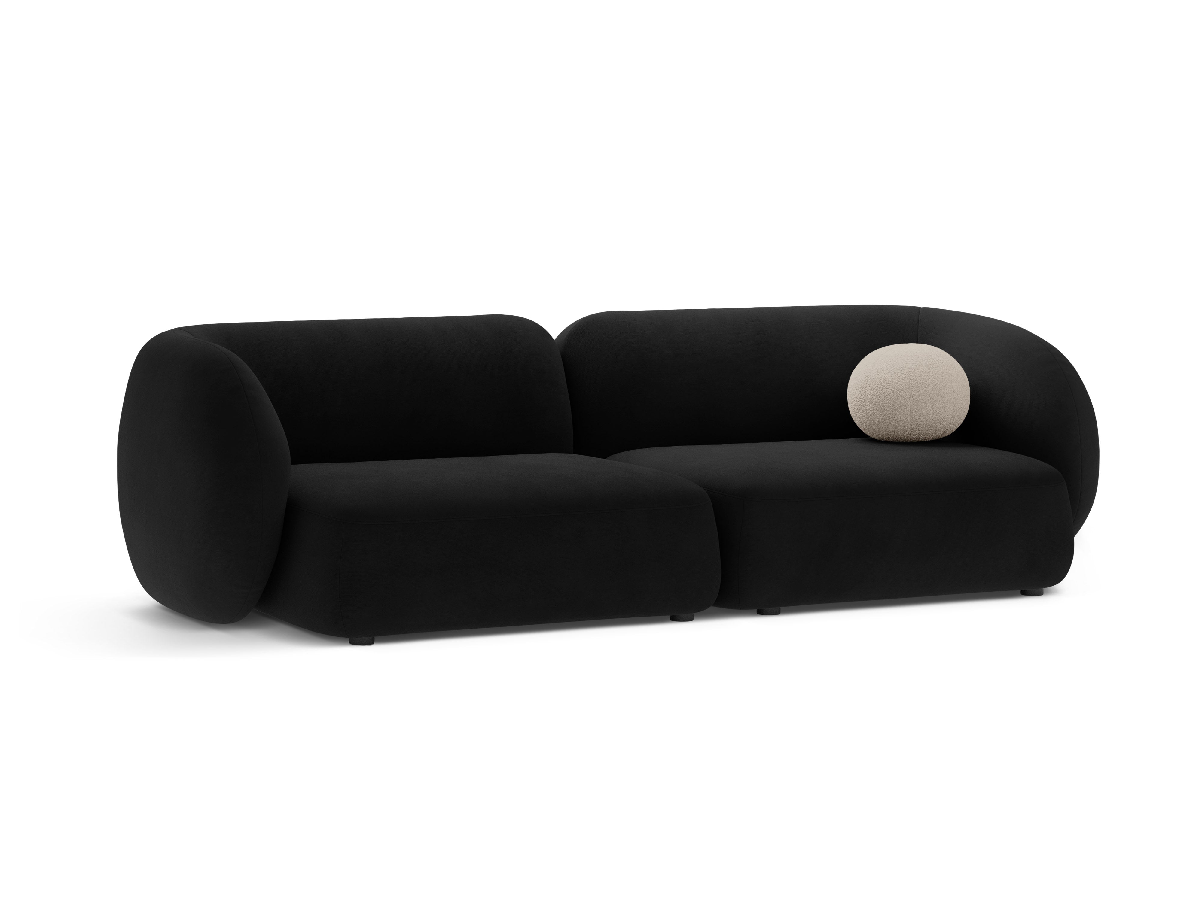 Sofa voor 4 personen van fluweel KATE in zwart