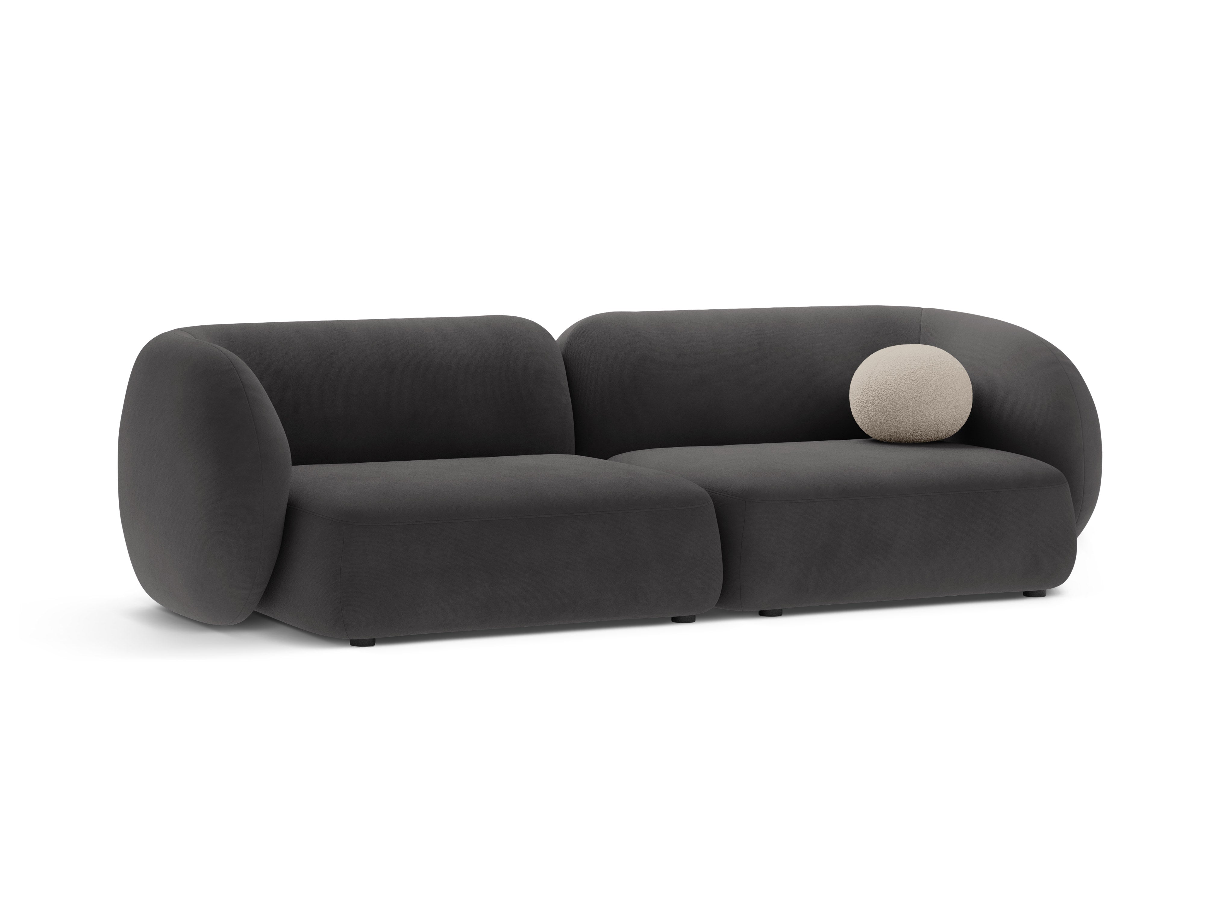 Sofa voor 4 personen van fluweel KATE donkergrijs