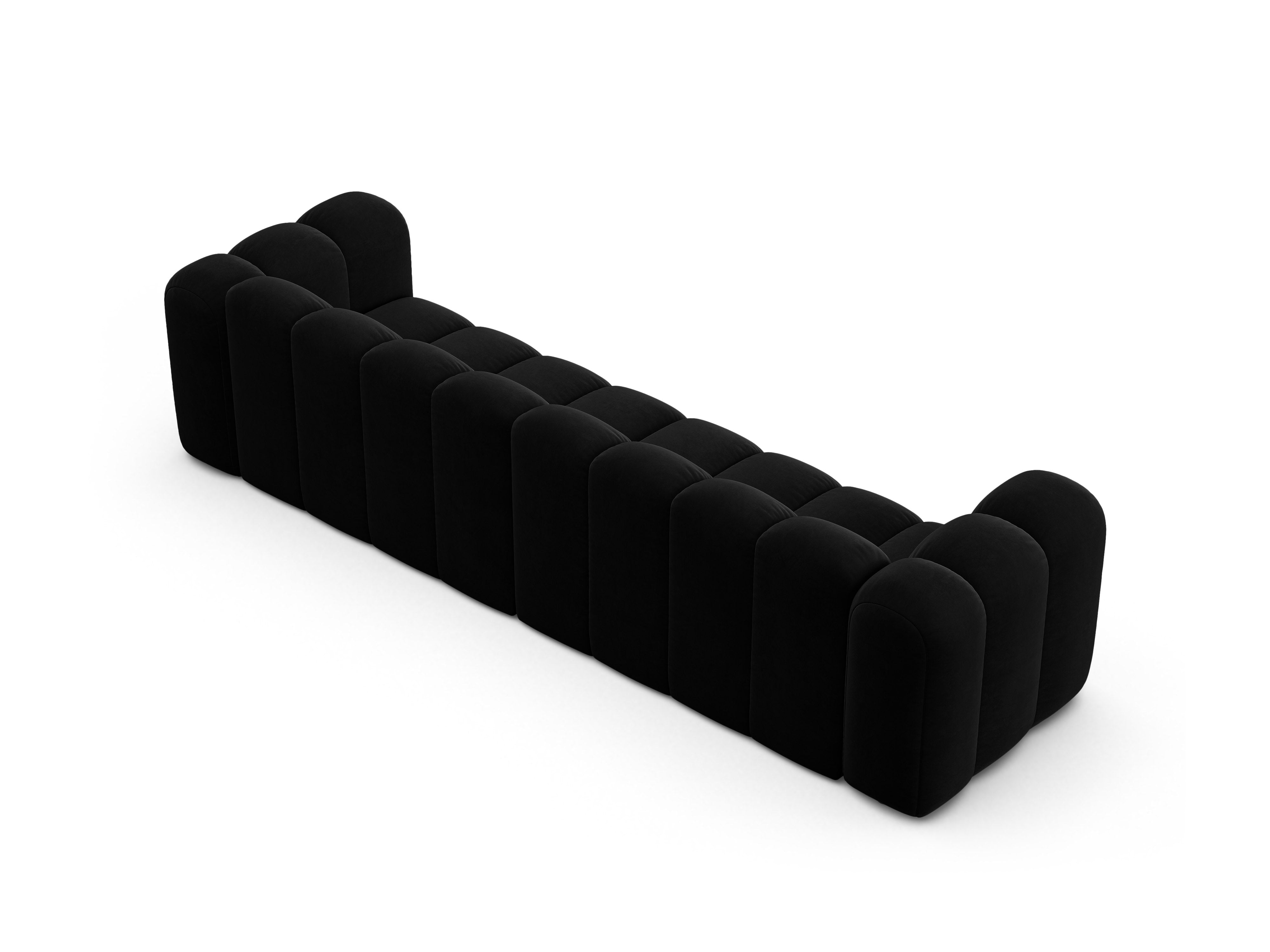 Sofa aksamitna 4-osobowa LUPINE czarny – szenil