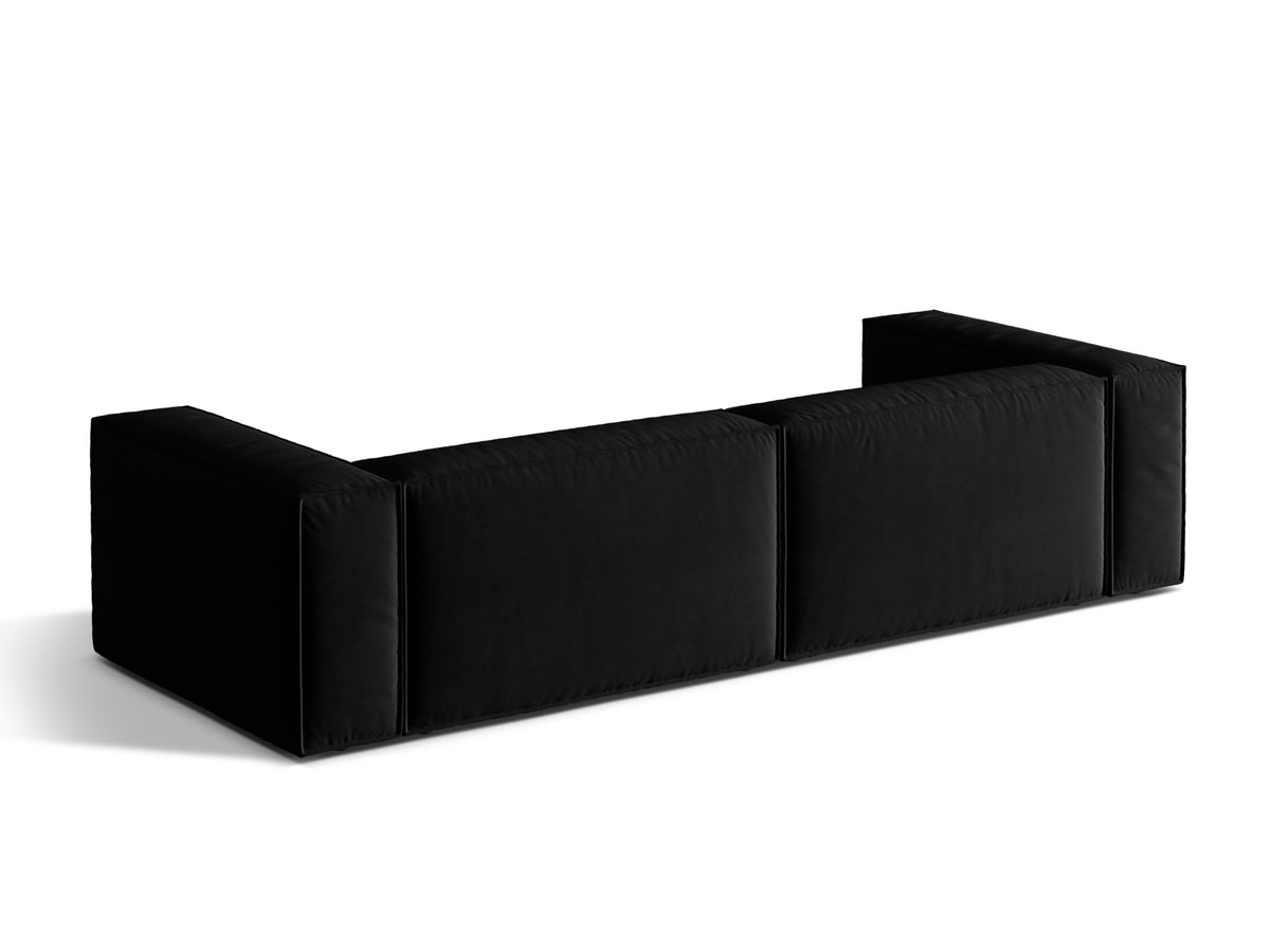 Sofa aksamitna 5-osobowa NURIA czarny – ujęcie tylne