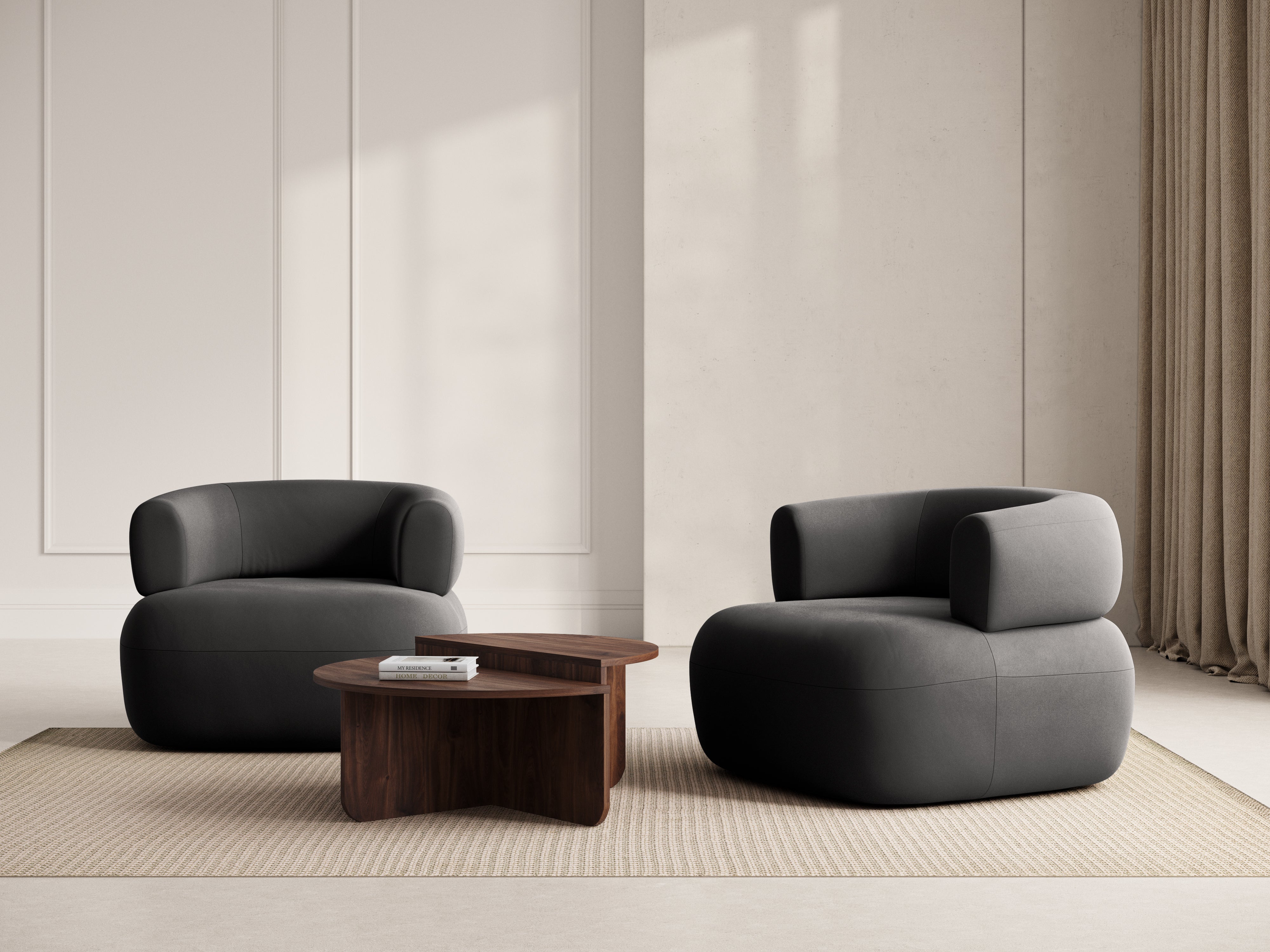 Fluwelen fauteuil JENNY donkergrijs [ewelina] [Amelia spr]