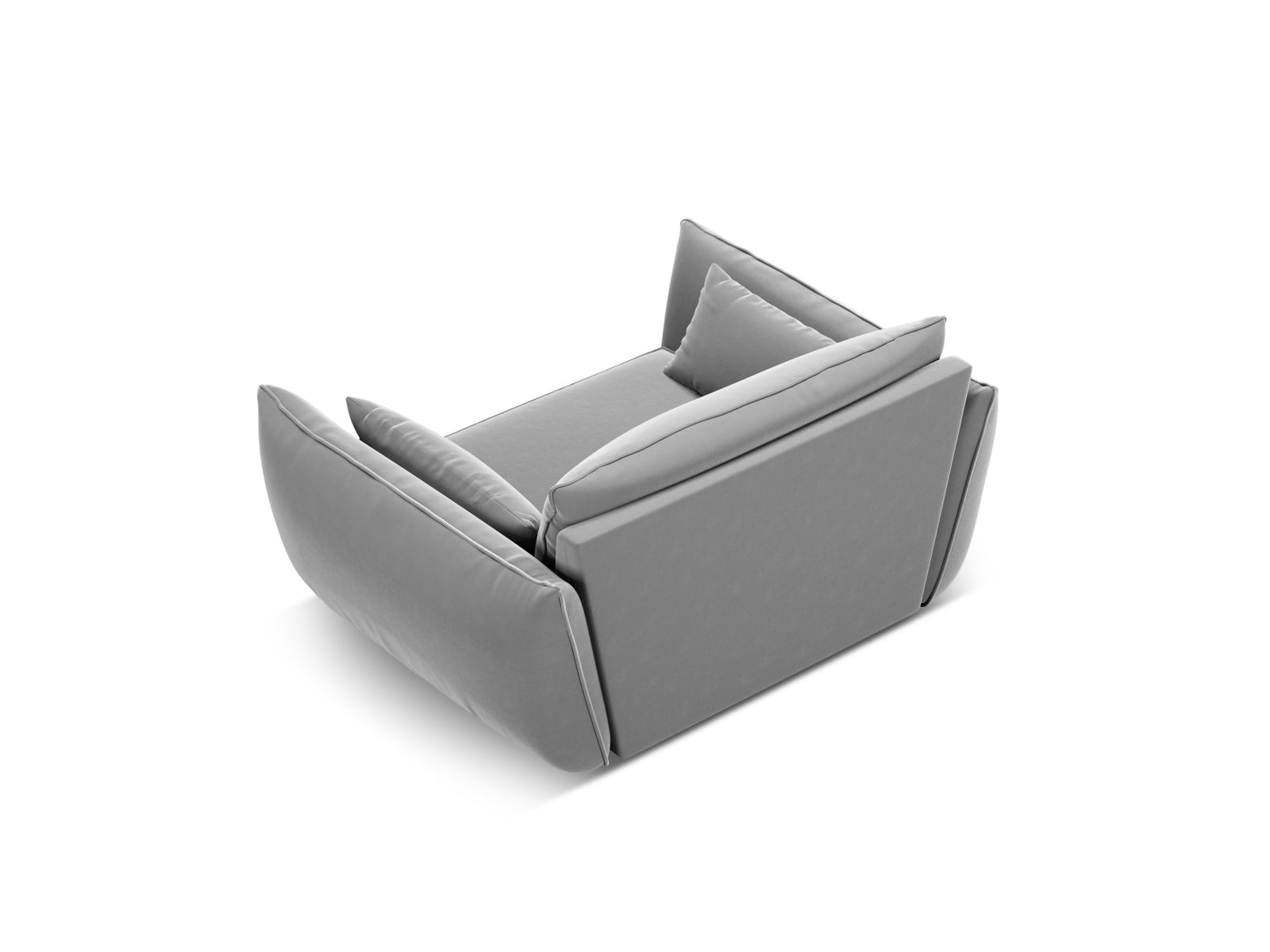 Fotel aksamitny KAELLE szary – ujęcie tylne