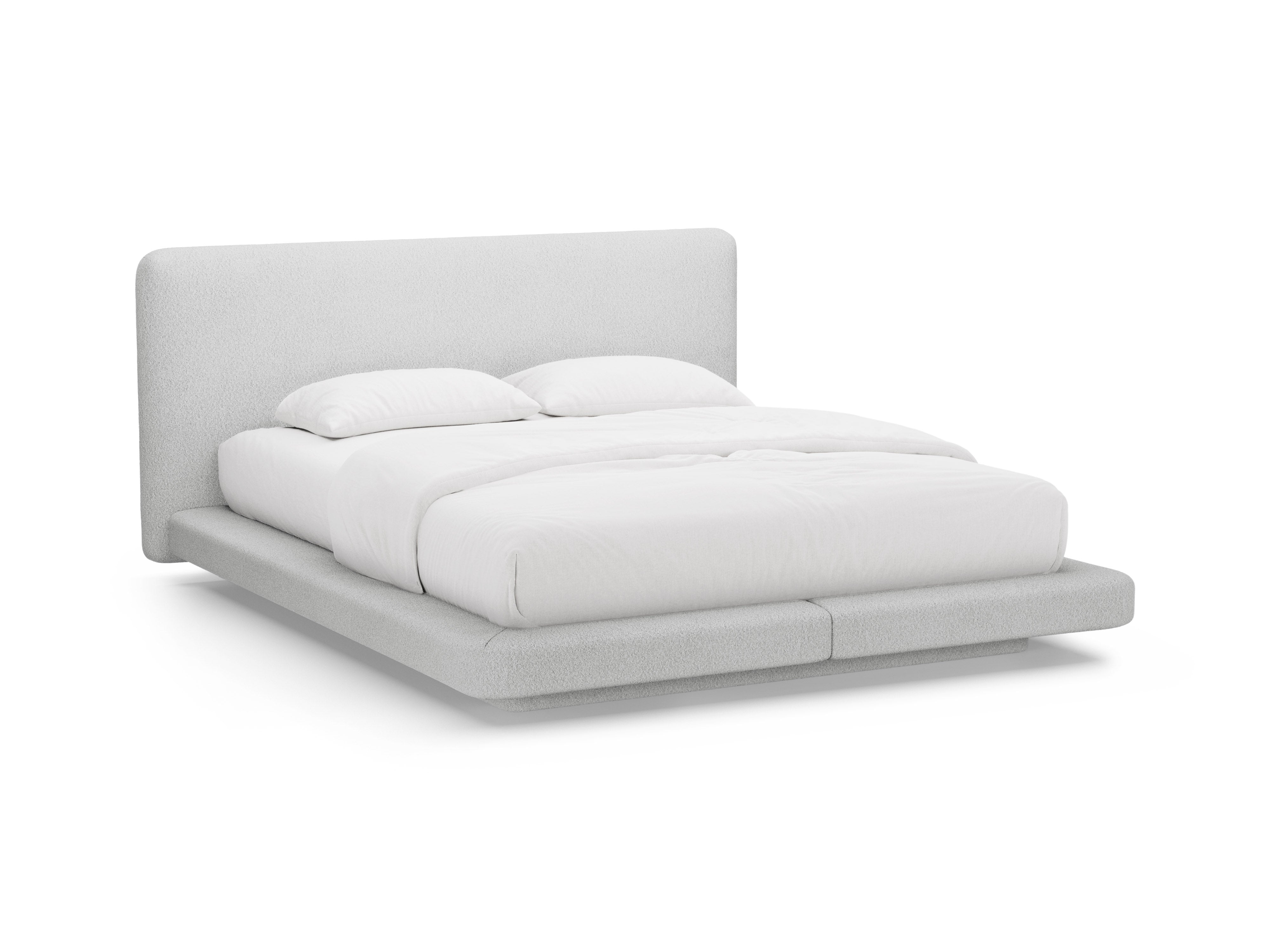 Bed LINEA lichtgrijs boucle