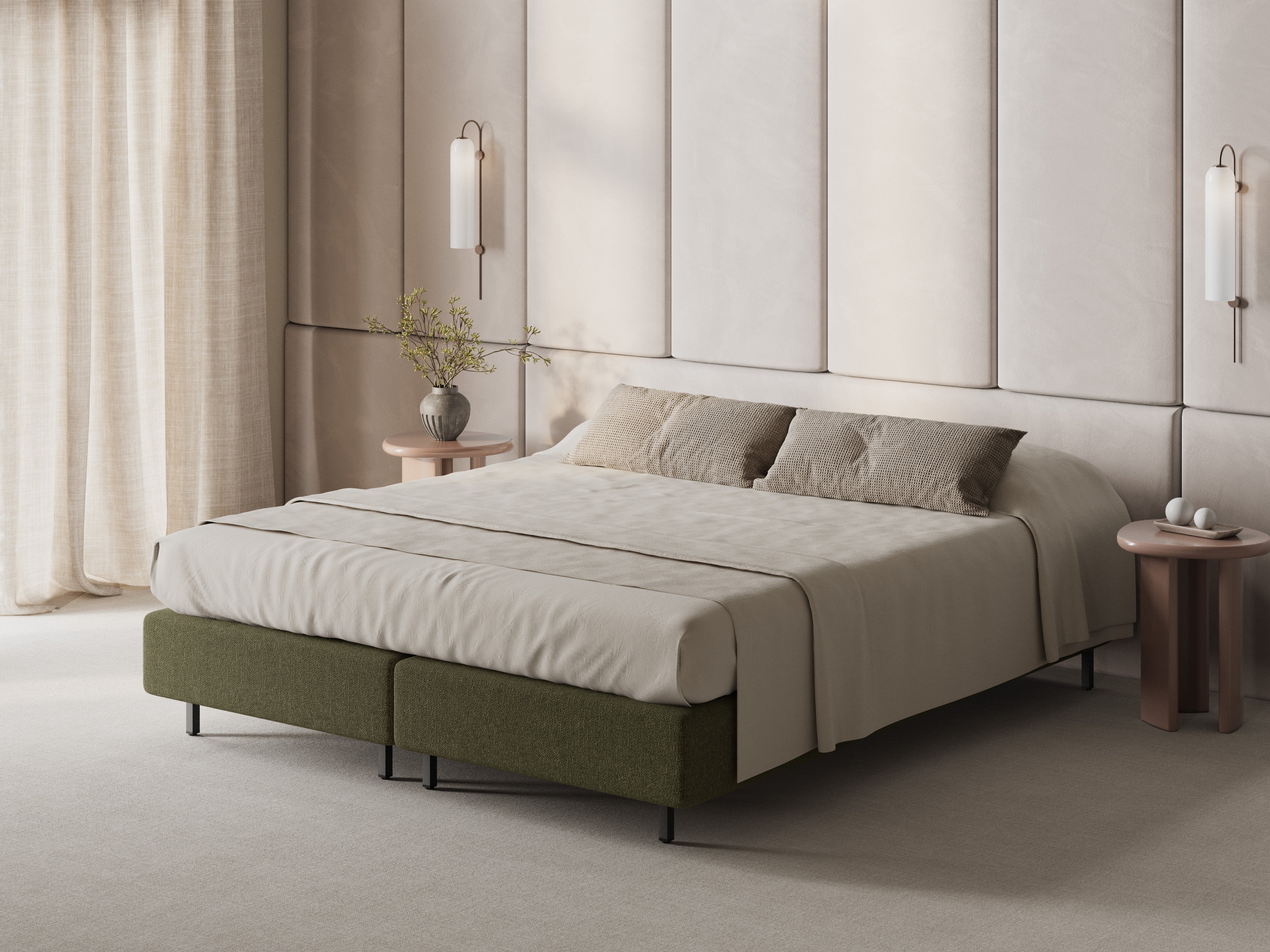 Bed WHALE groene chenille