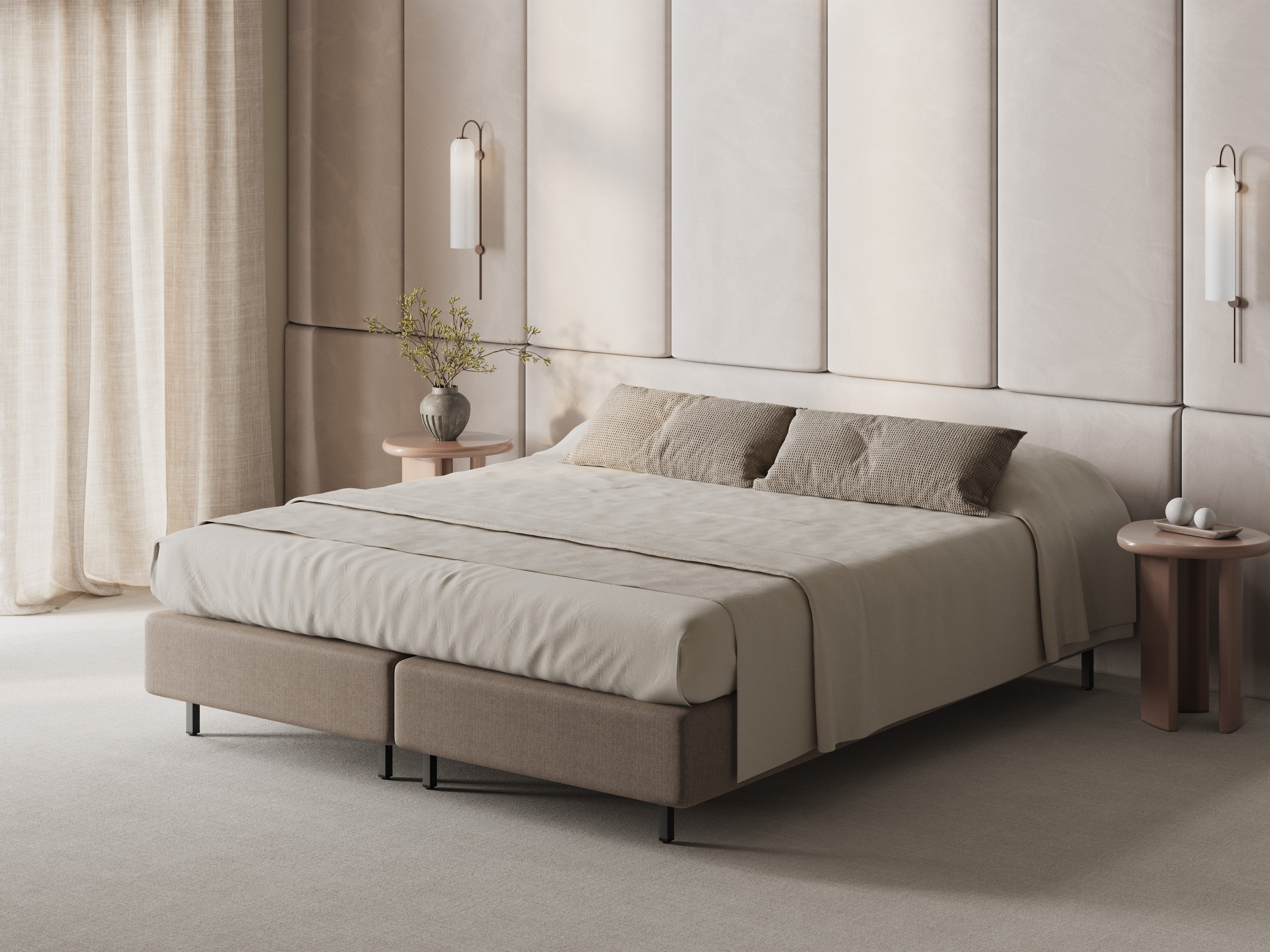 Bed WHALE lichtbruin