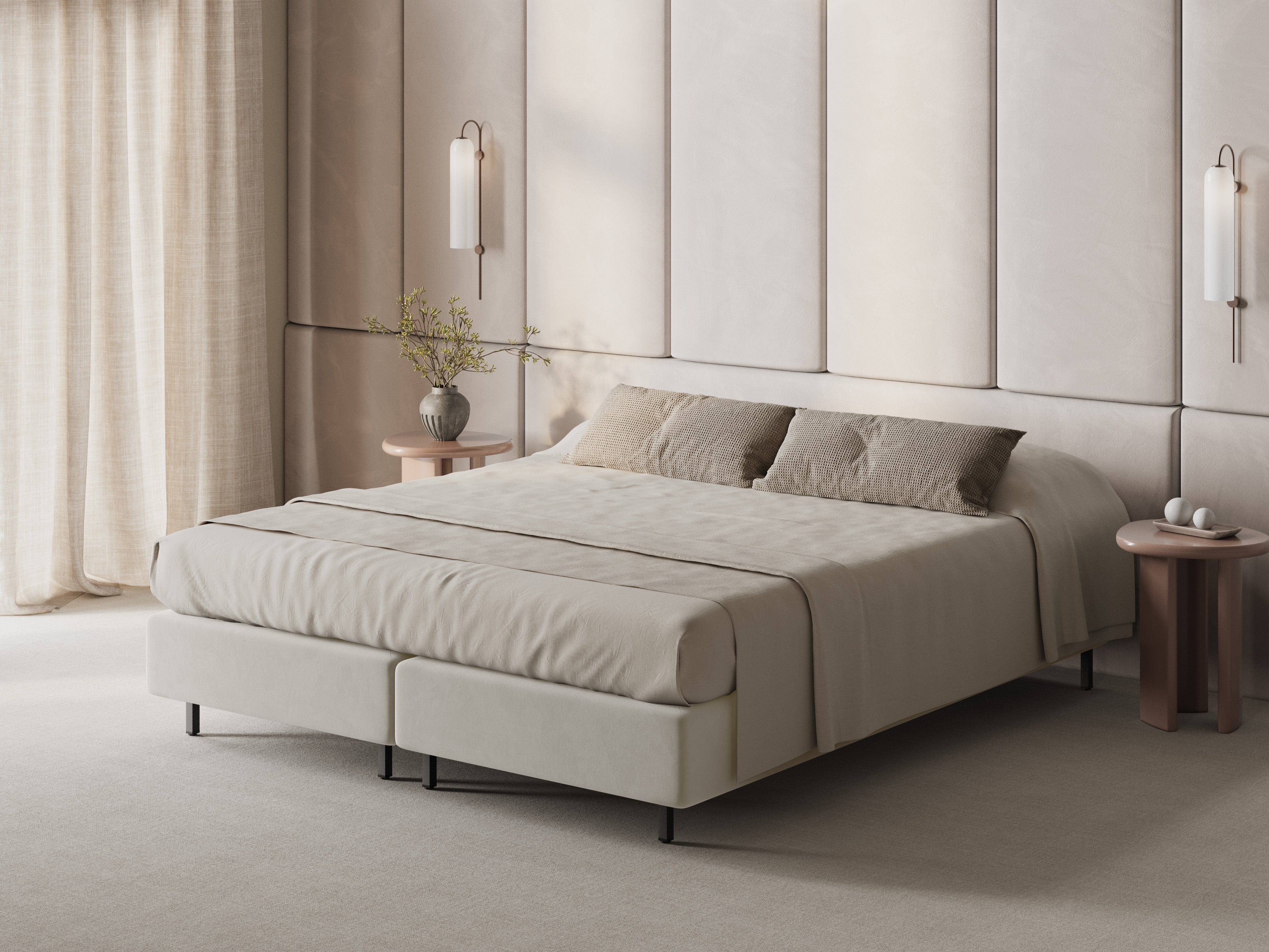 Velvet bed WHALE beige