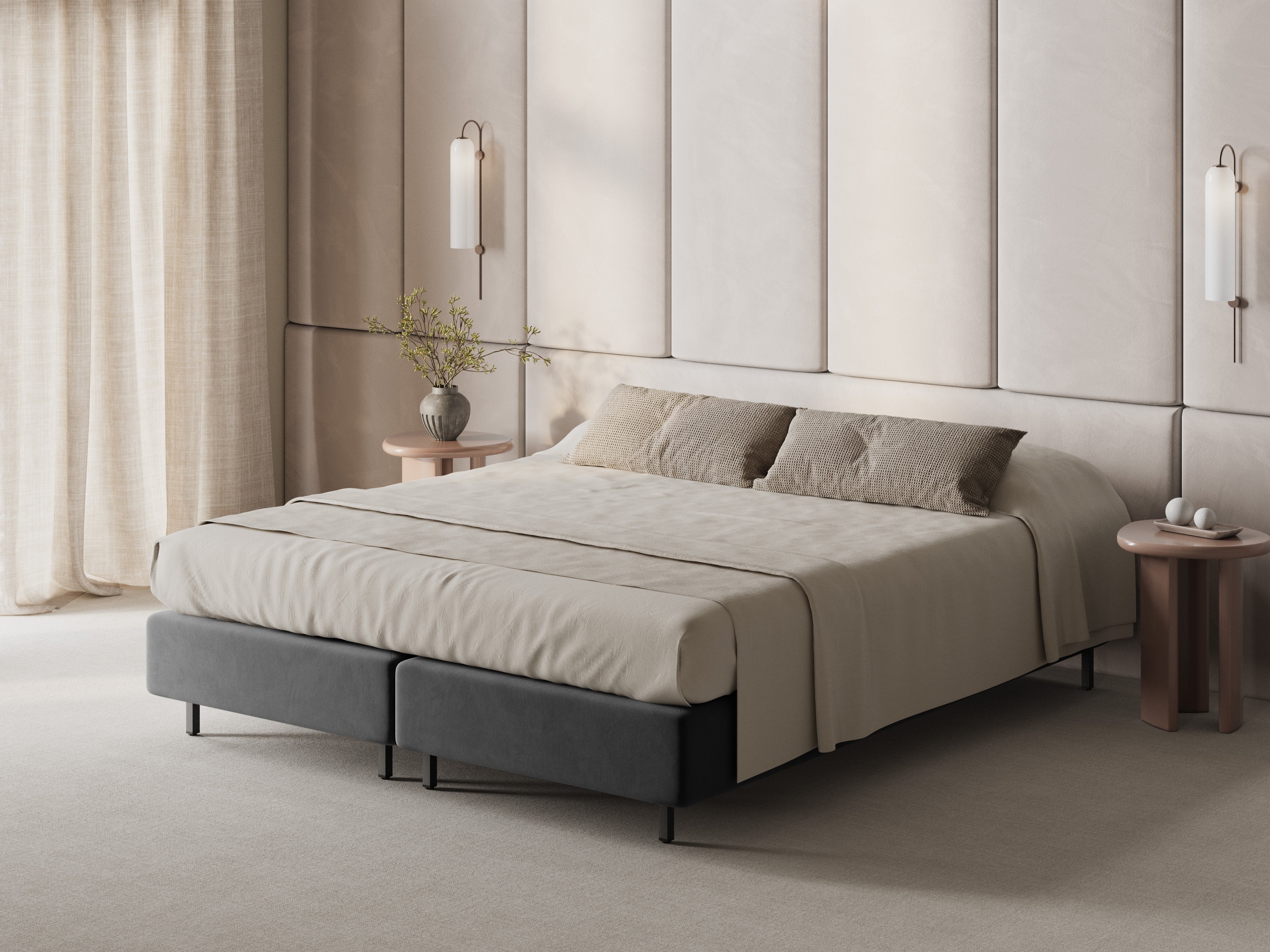 Fluwelen bed WHALE grijs