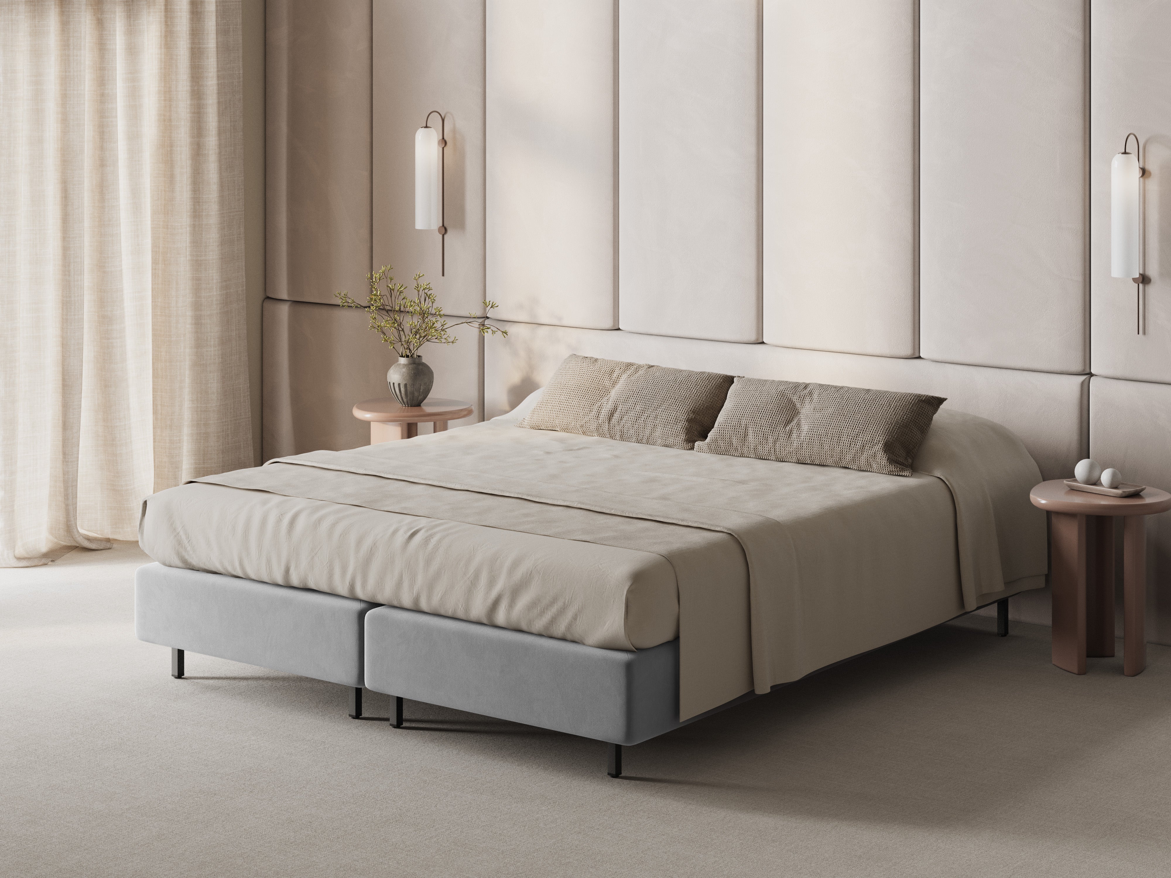 Velvet bed WHALE lichtgrijs