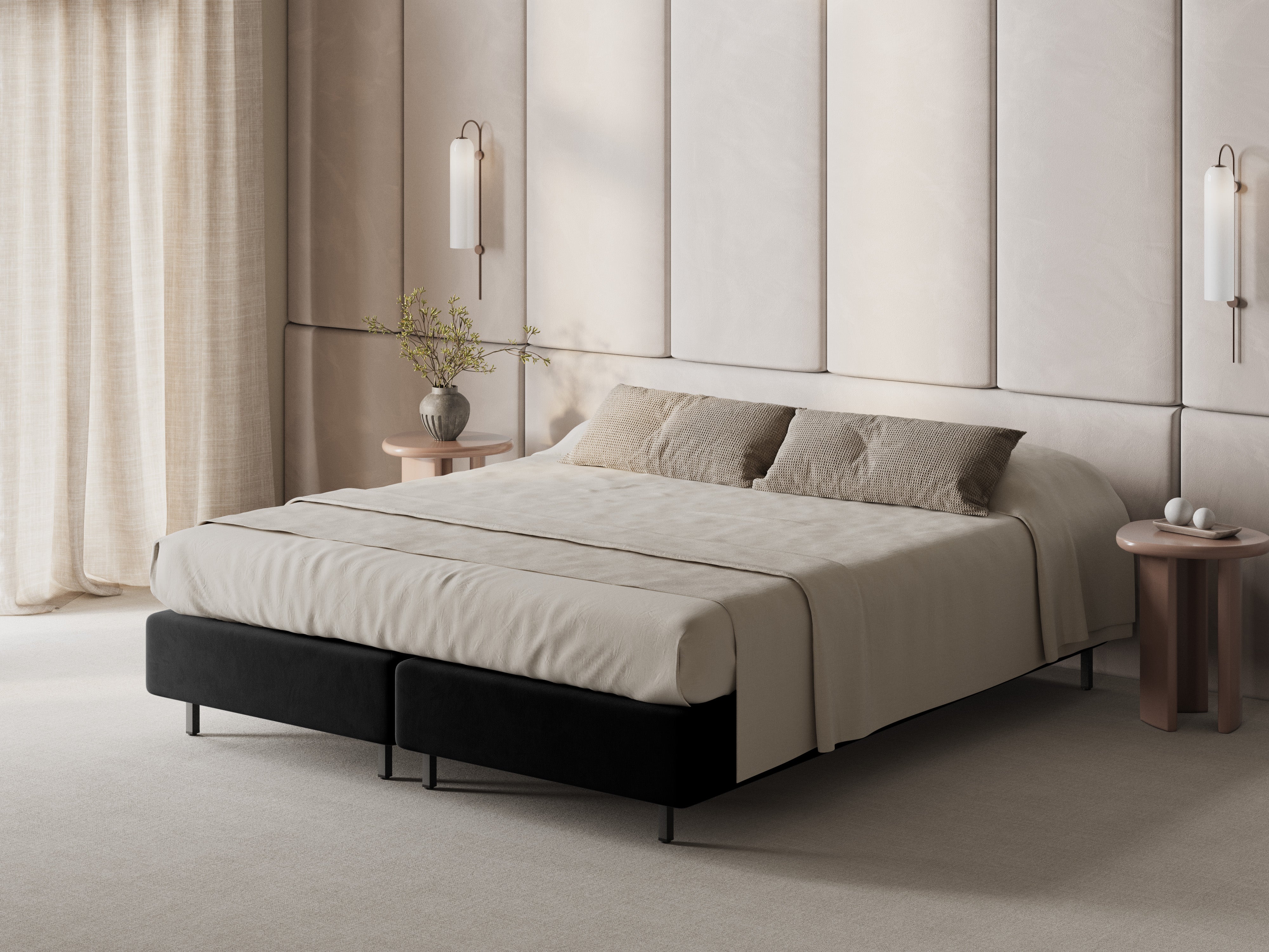 Fluwelen bed WHALE zwart