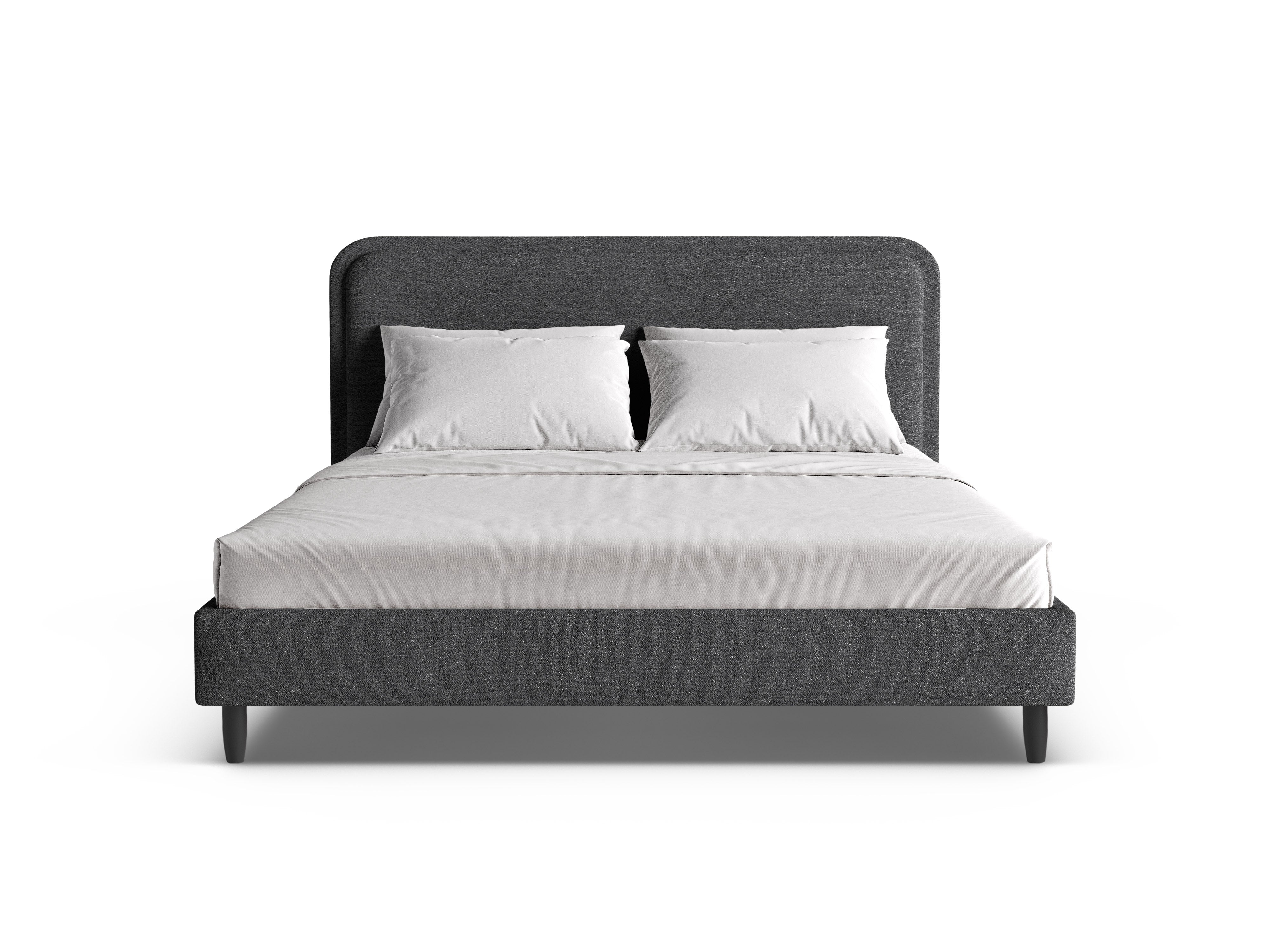 Bett AVELINE dunkelgrau Boucle