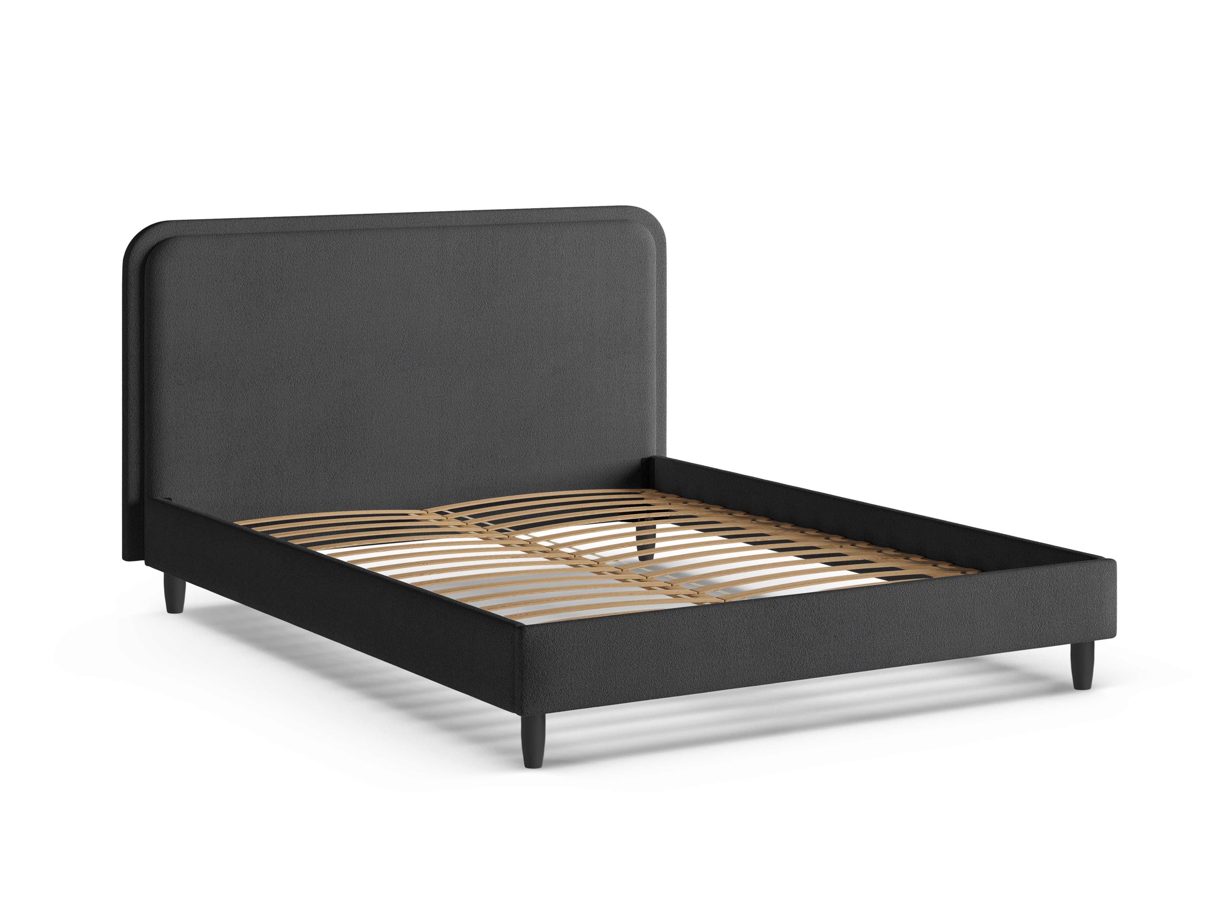 Bett AVELINE dunkelgrau Boucle