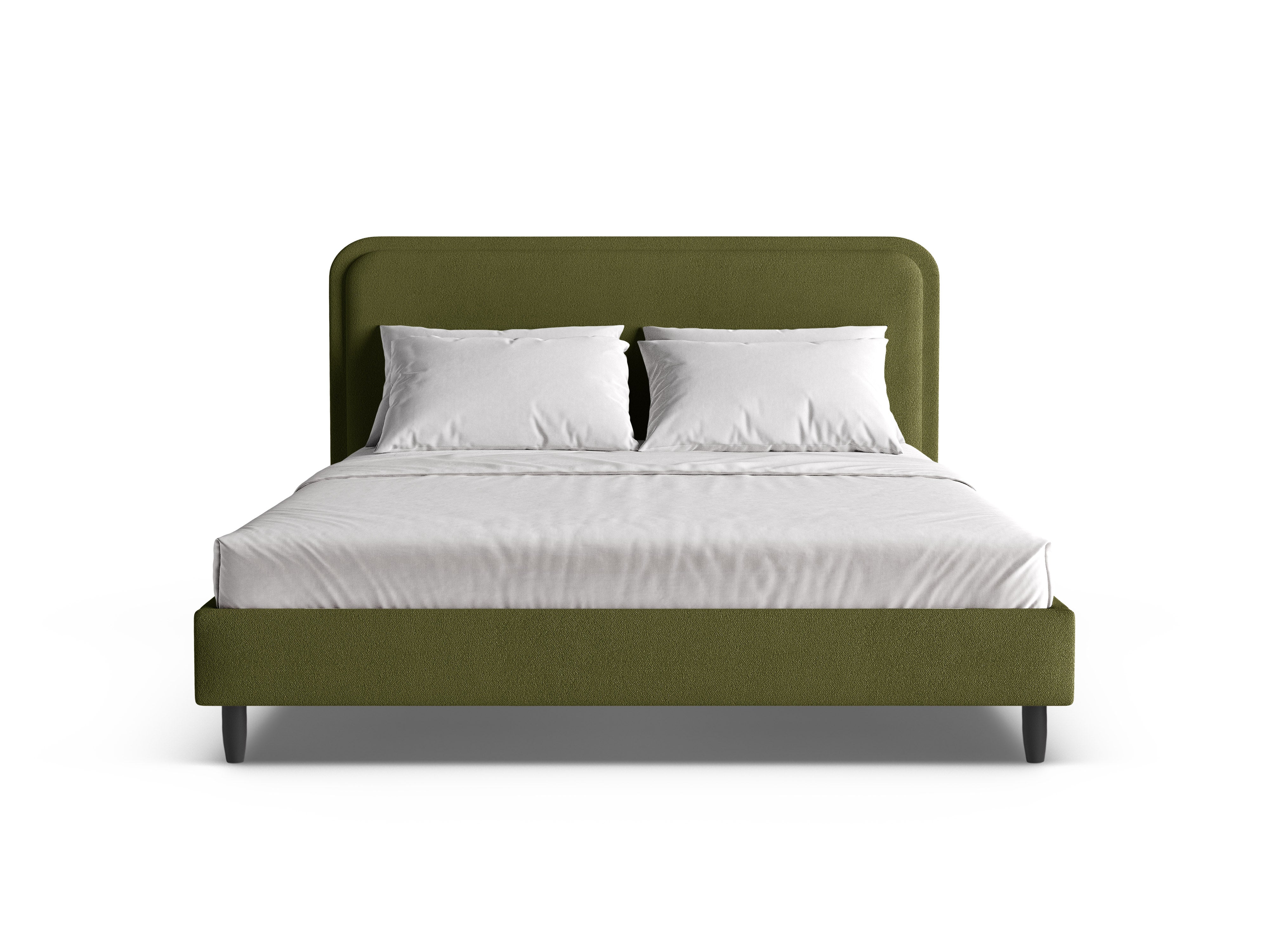 Bed AVELINE donkergroen olijf boucle