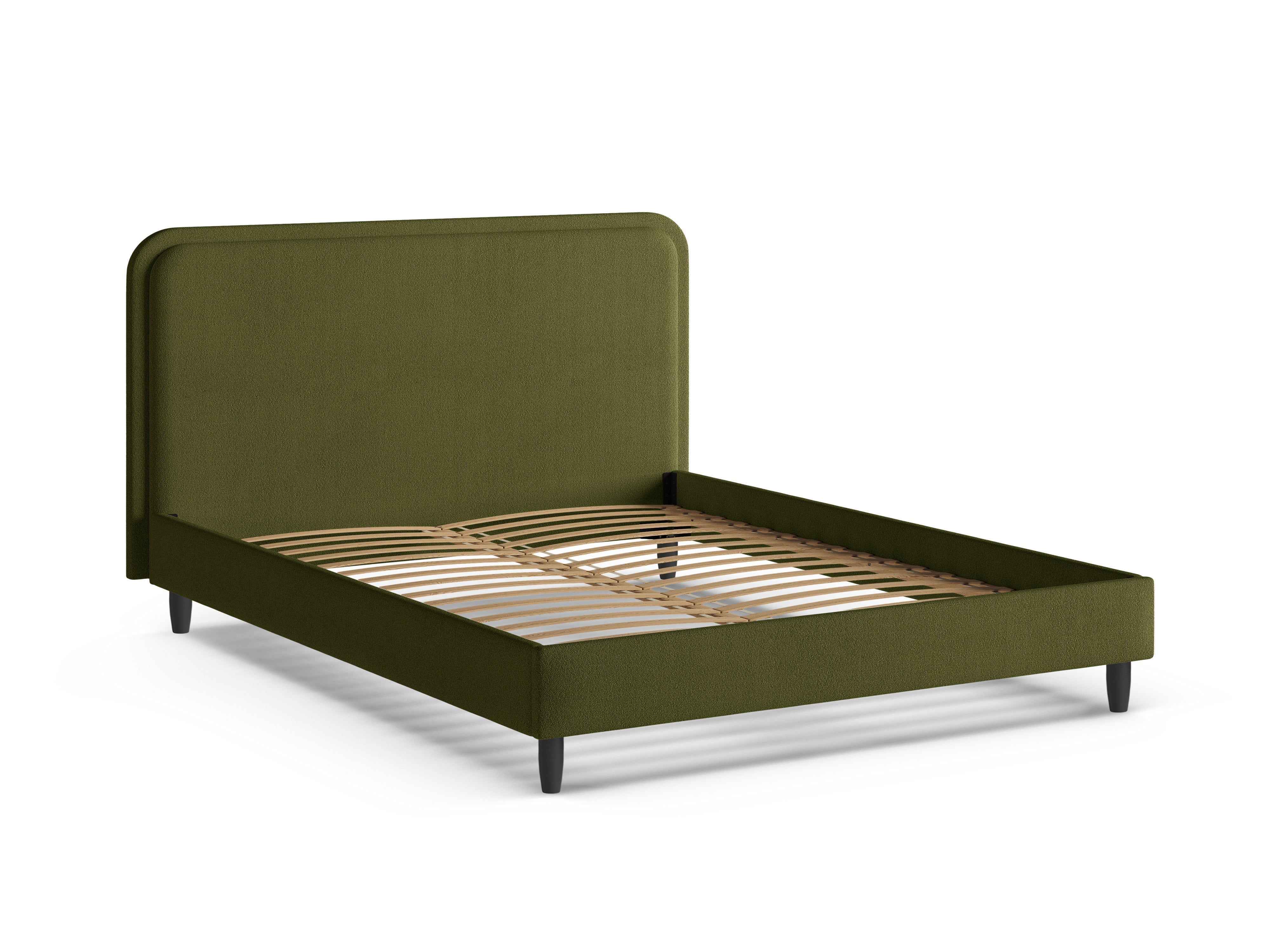 Bed AVELINE donkergroen olijf boucle