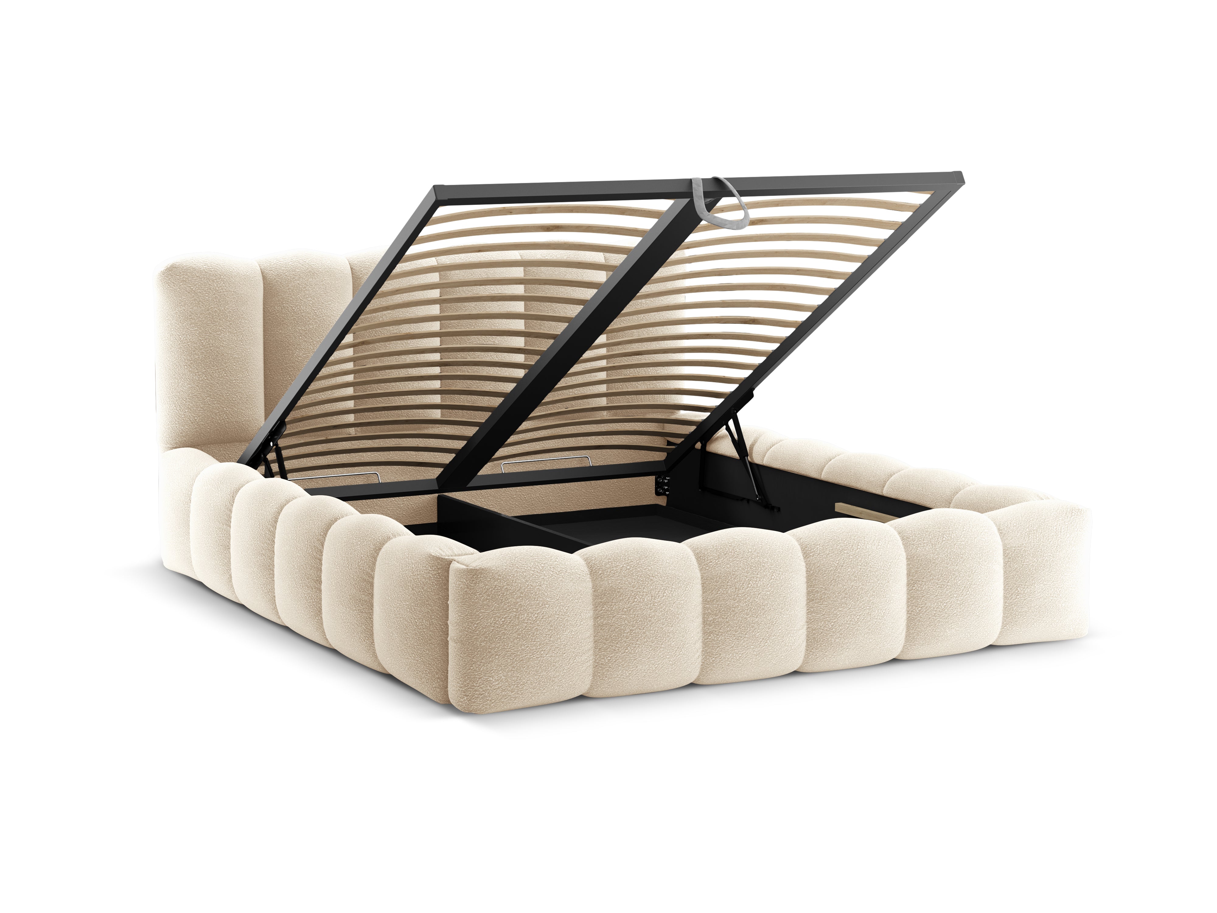 Bed met opbergruimte LUPINE beige boucle