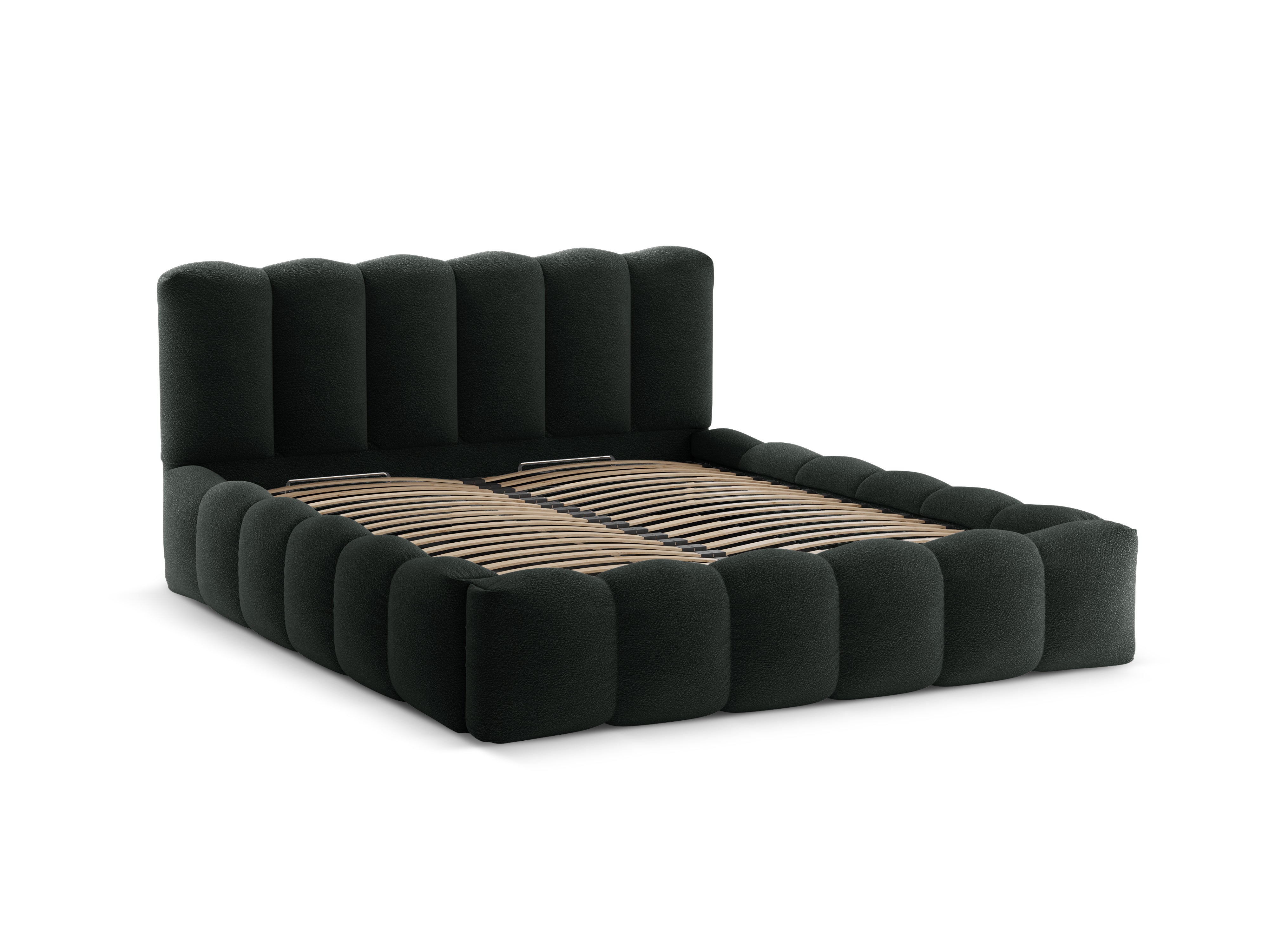 Bed met opbergruimte LUPINE zwarte boucle