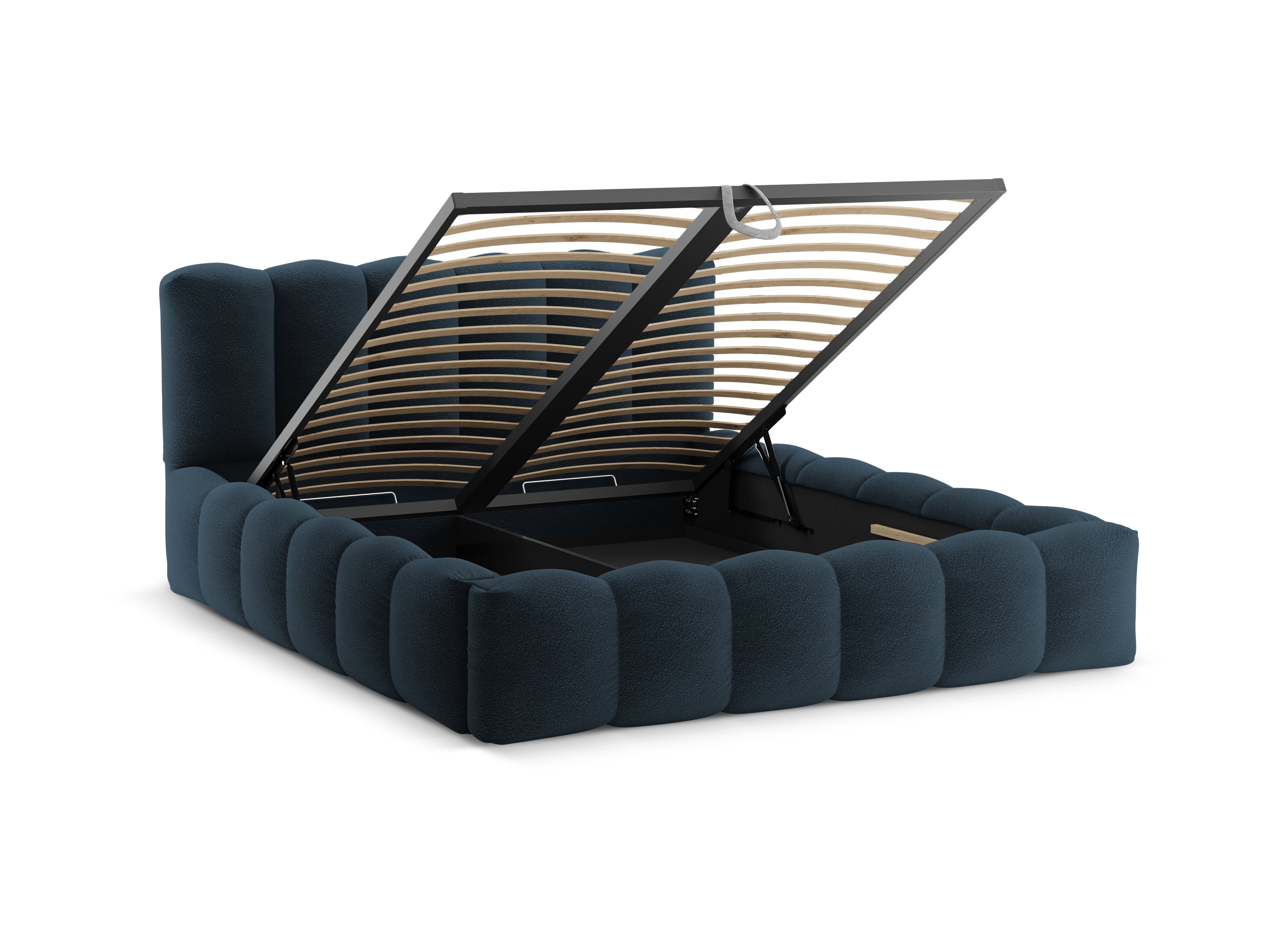Bed met opbergruimte LUPINE donkerblauwe boucle
