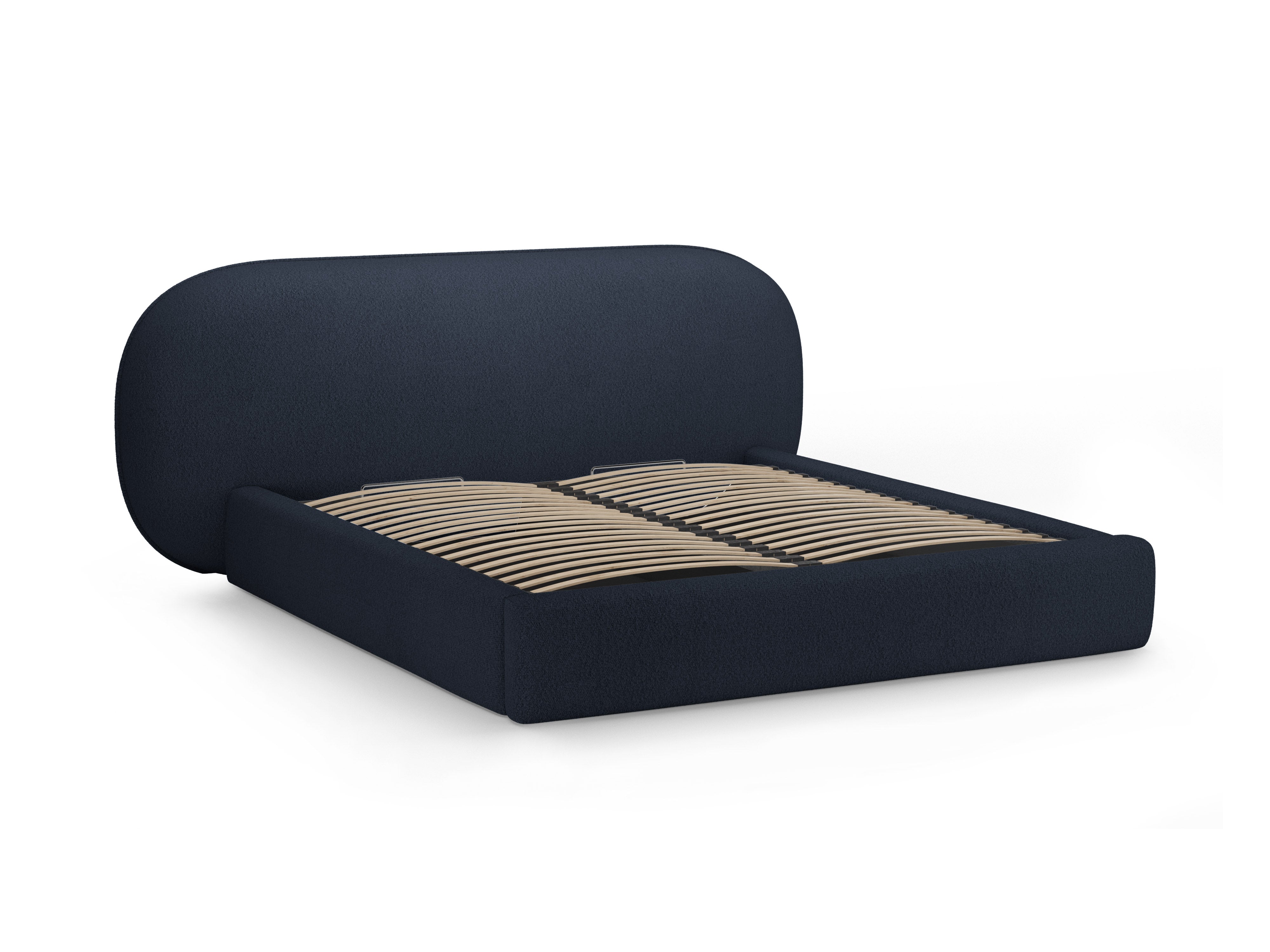 Bed OVALO donkerblauw boucle