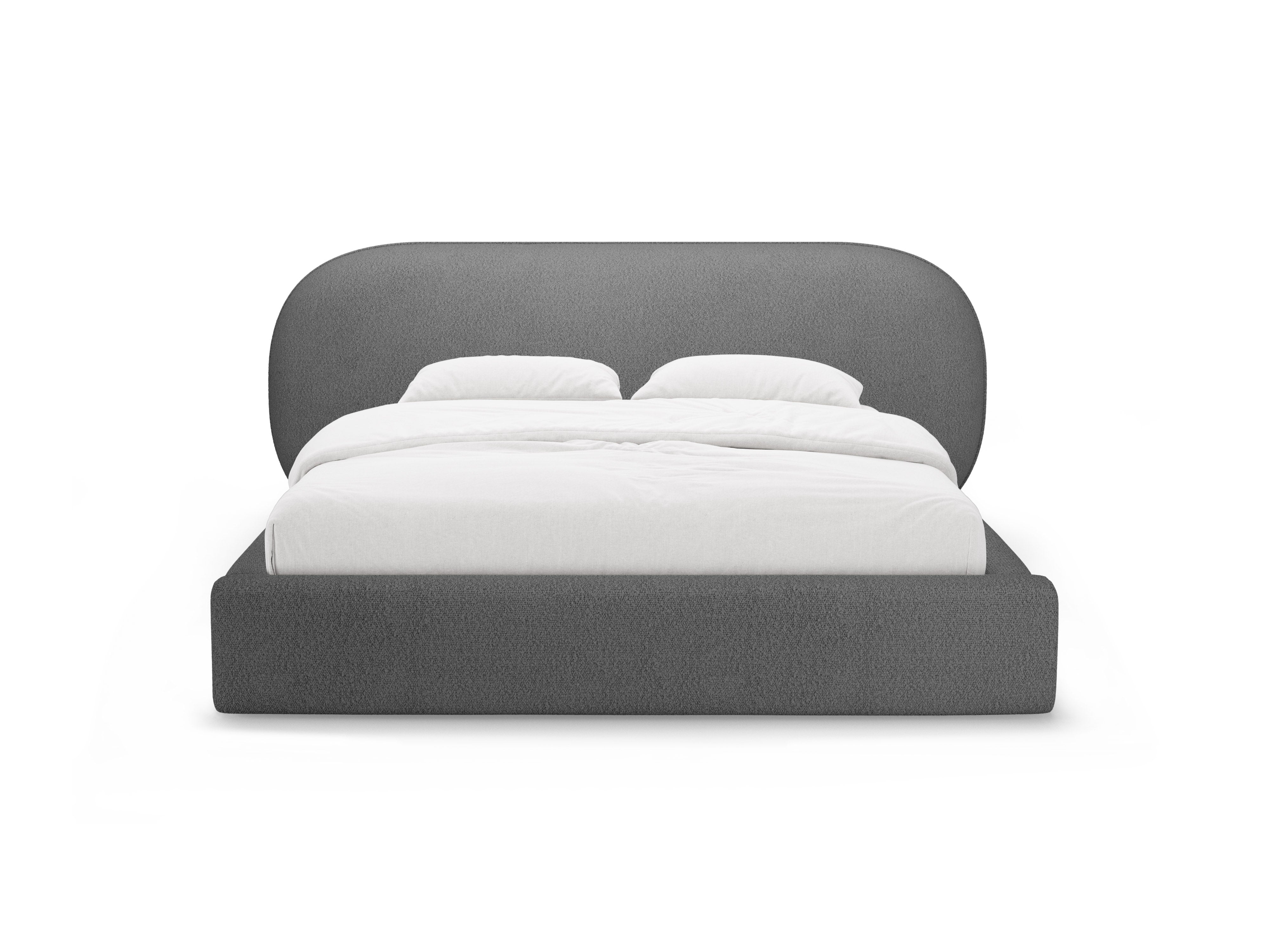 Bed OVALO donkergrijze boucle