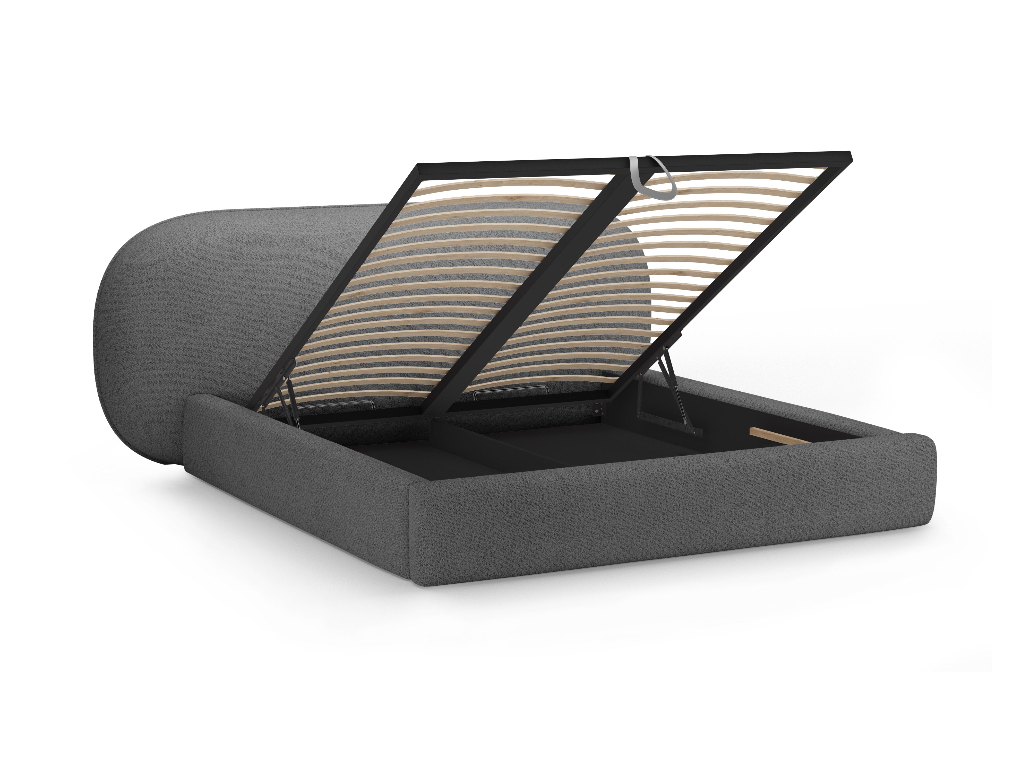Bed OVALO donkergrijze boucle
