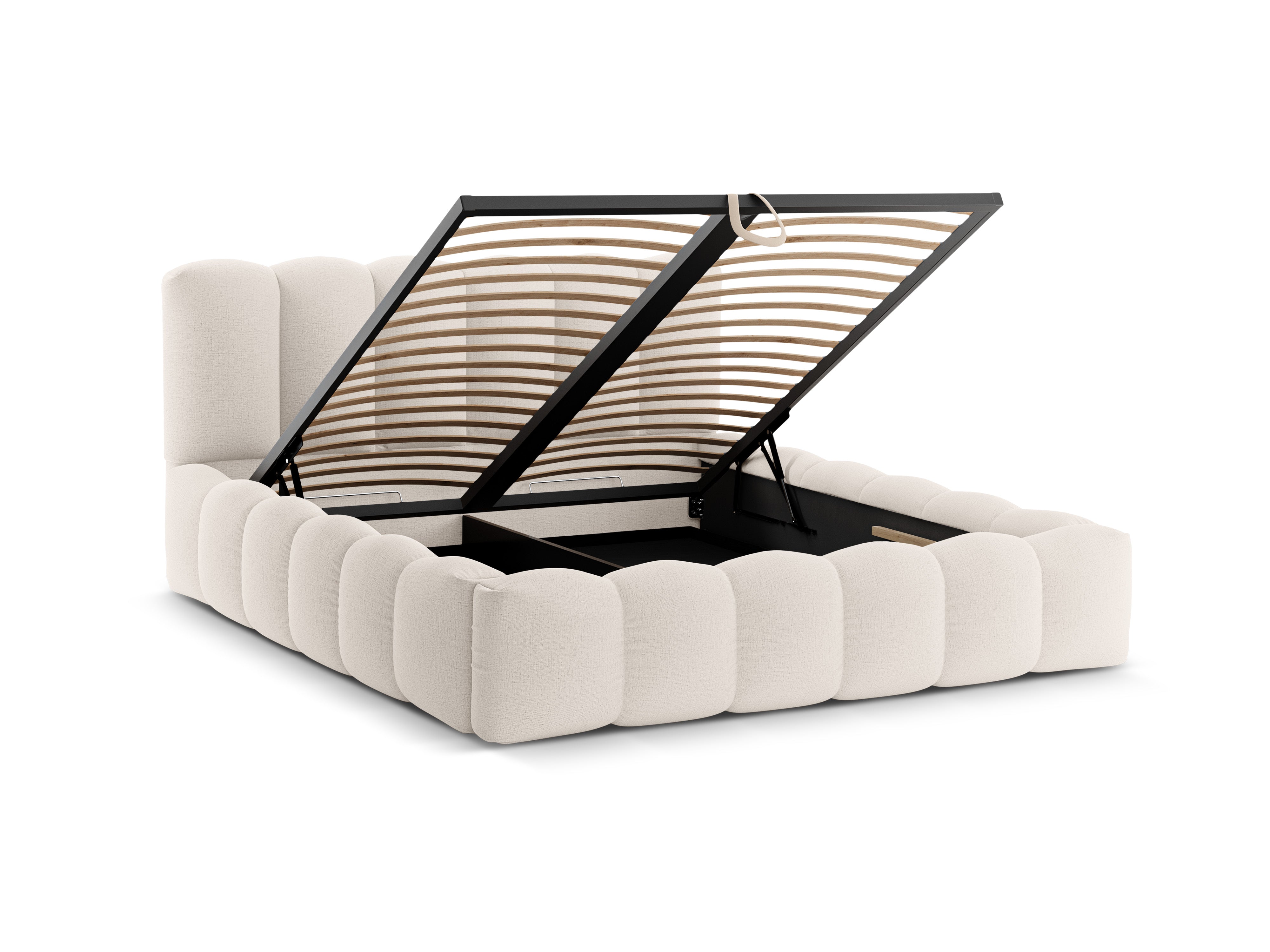 Bed met opbergruimte LUPINE lichtbeige