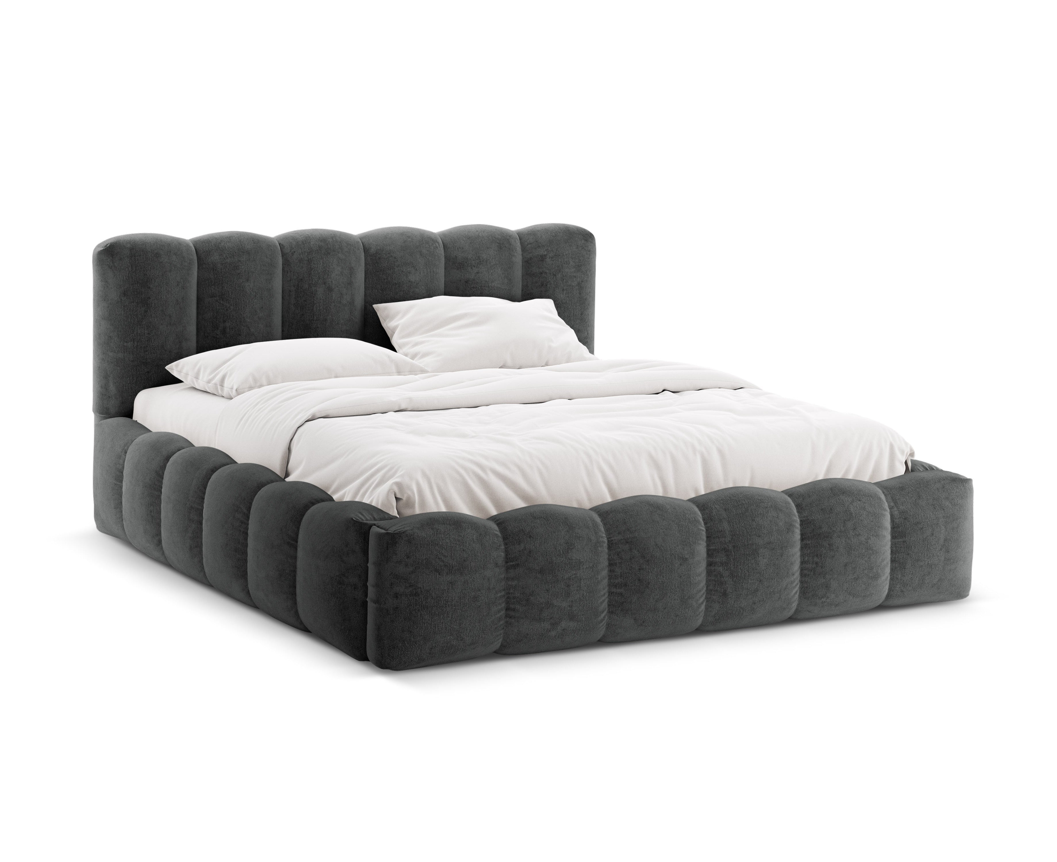 Bed met opbergruimte LUPINE donkergrijs chenille