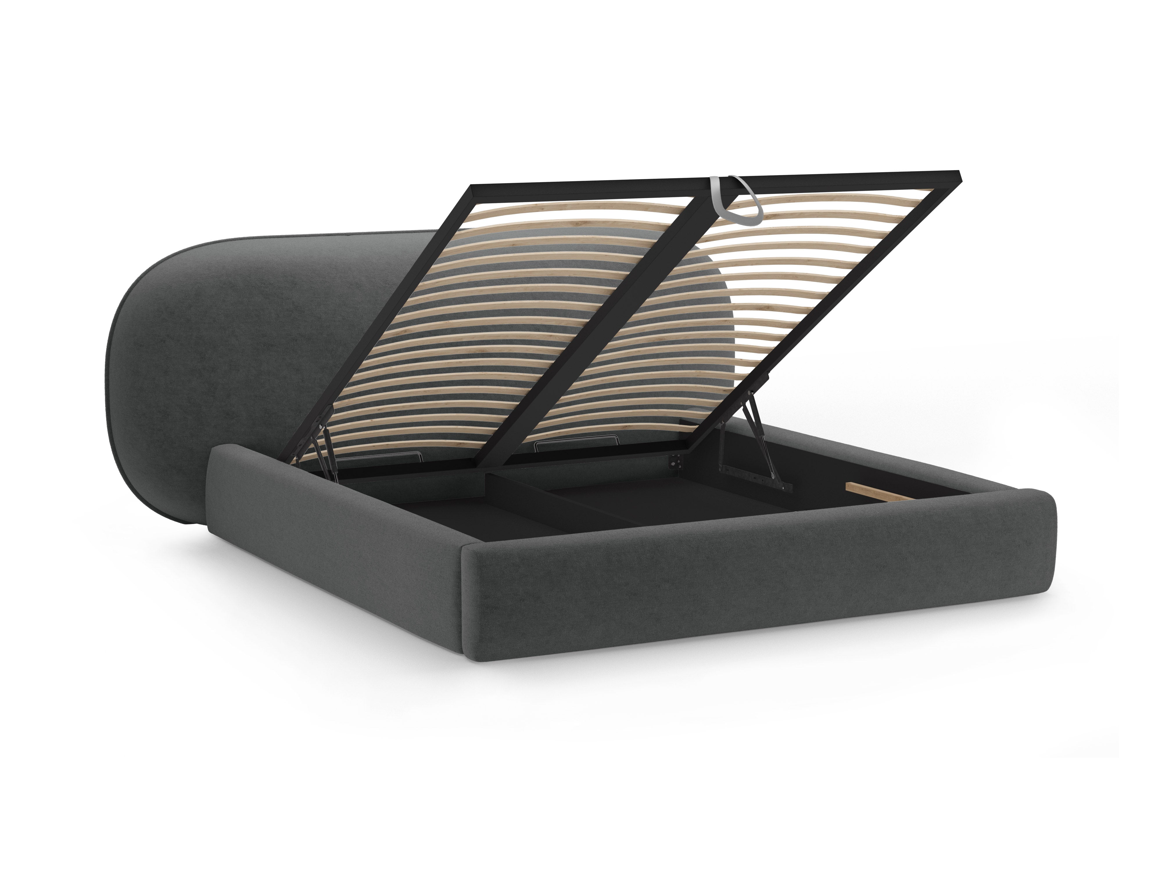 OVALO bed donkergrijs chenille